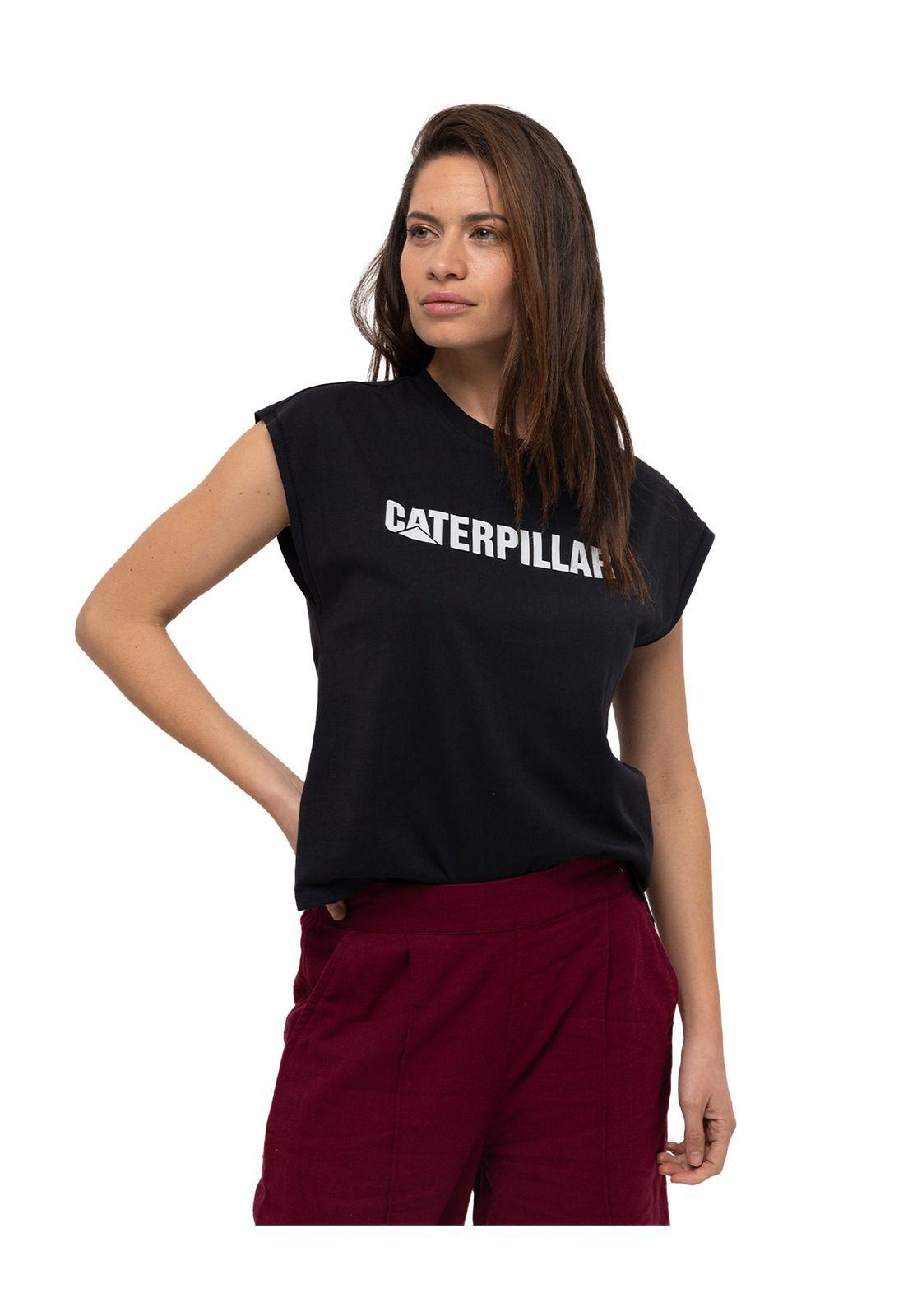 Polera manga corta Caterpillar Logo Tee Negro Mujer-1
