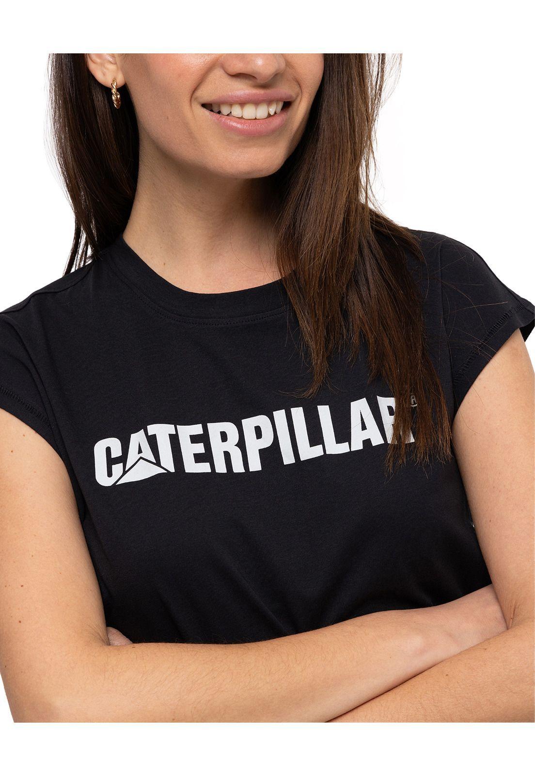 Polera manga corta Caterpillar Logo Tee Negro Mujer-3
