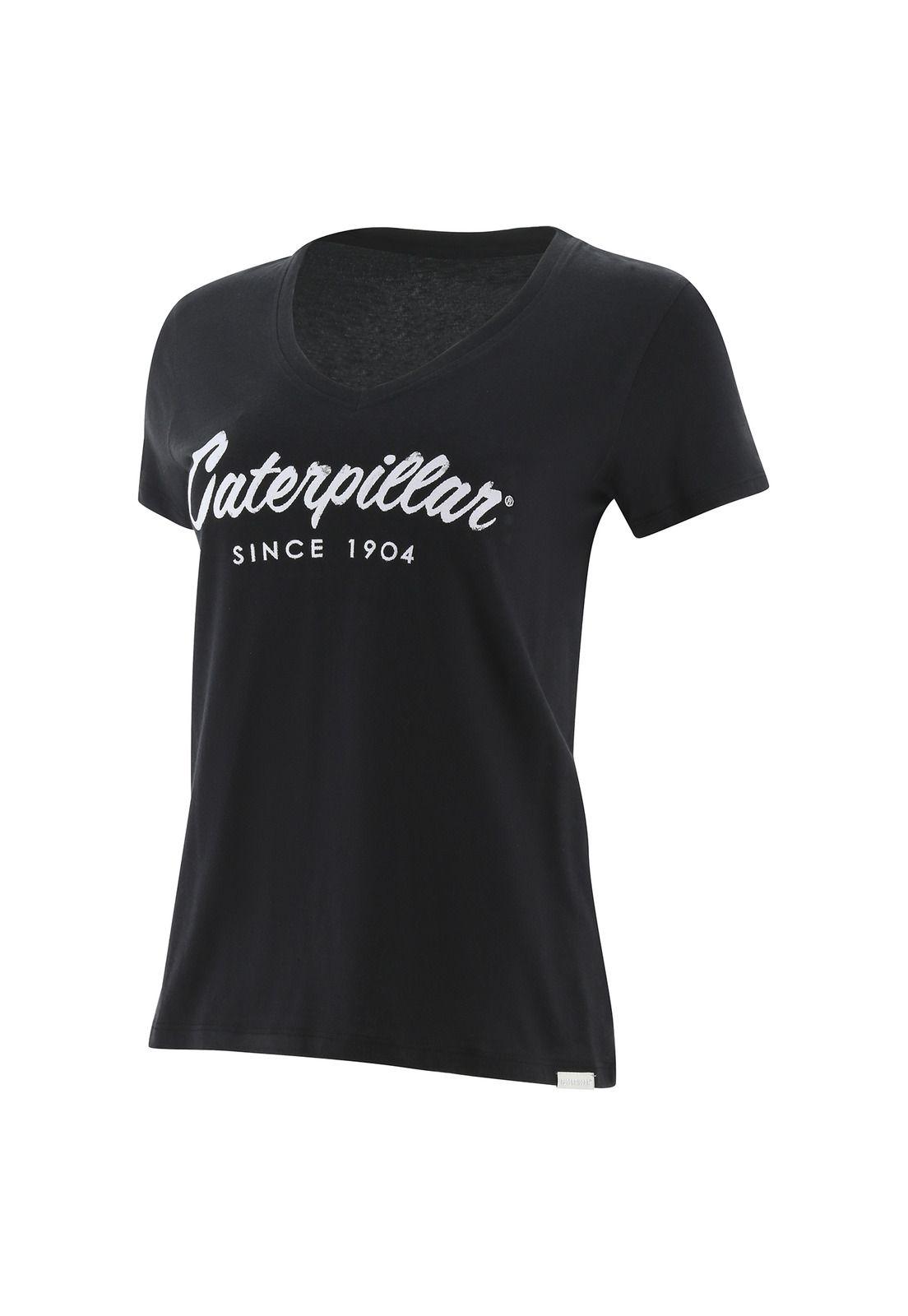 Polera M/C Mujer Logo Script V-Neck Tee Negro-0