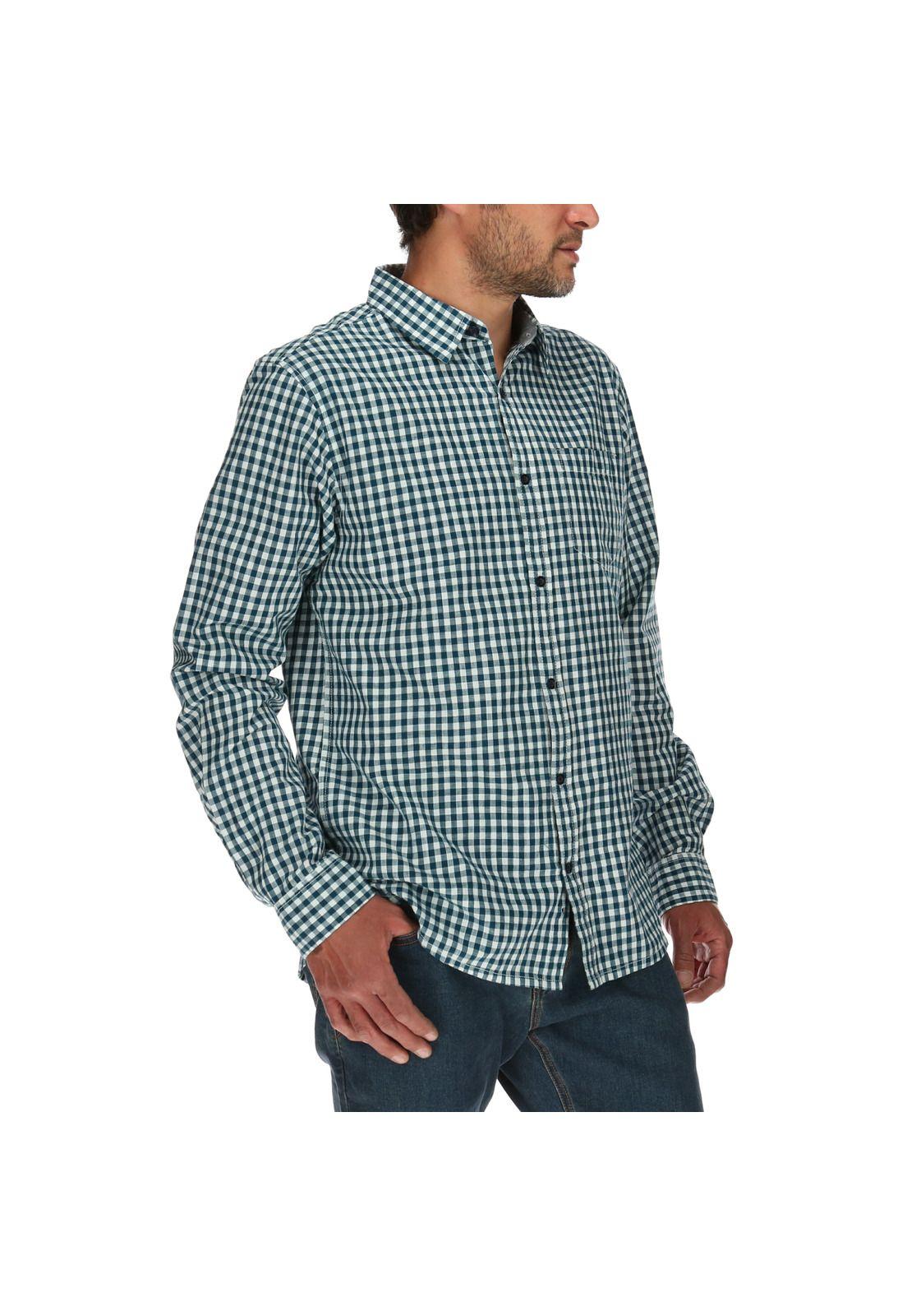 Camisa Hombre Foundation Gingham Azul-1