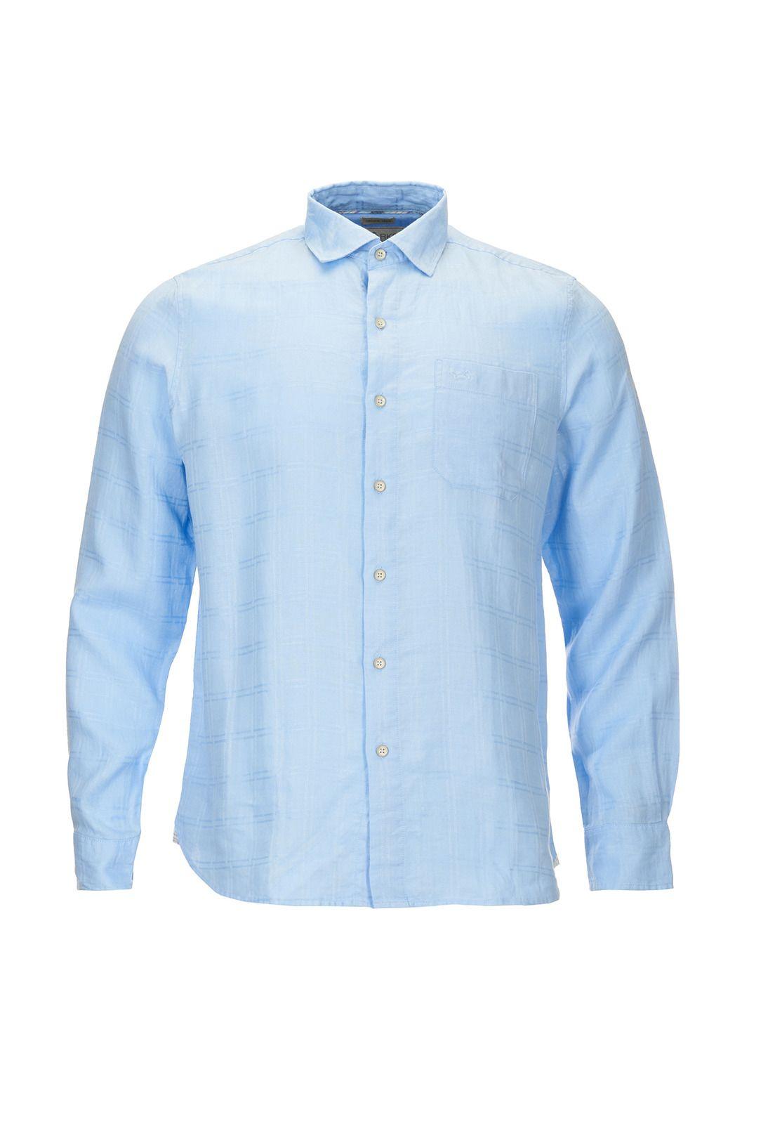 Camisa Lino Orgánico Hombre Linendobby Celeste-0