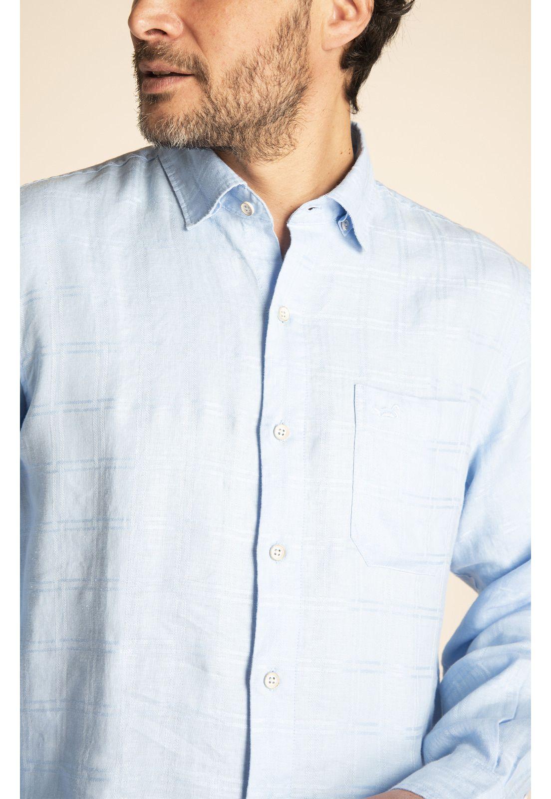 Camisa Lino Orgánico Hombre Linendobby Celeste-3
