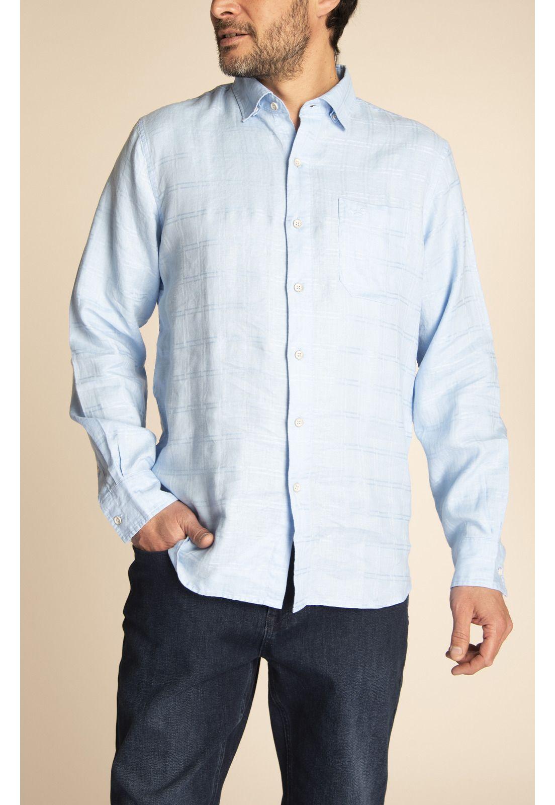 Camisa Lino Orgánico Hombre Linendobby Celeste-5