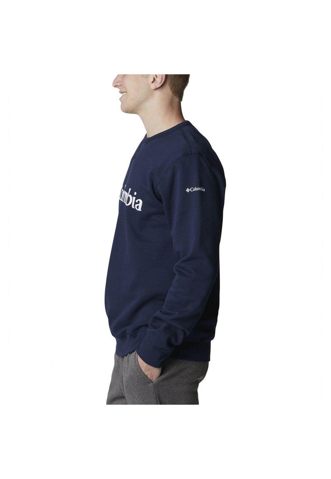 Poleron Hombre Logo Fleece Crew Azul-1