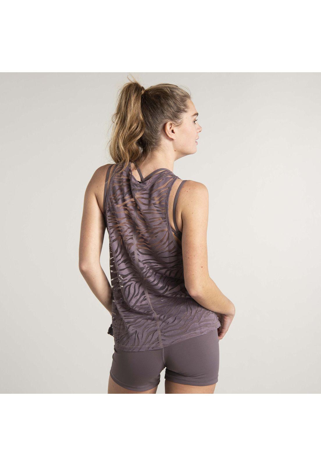 Polera Sin Mangas Mujer Zebra Tank Café Claro-1