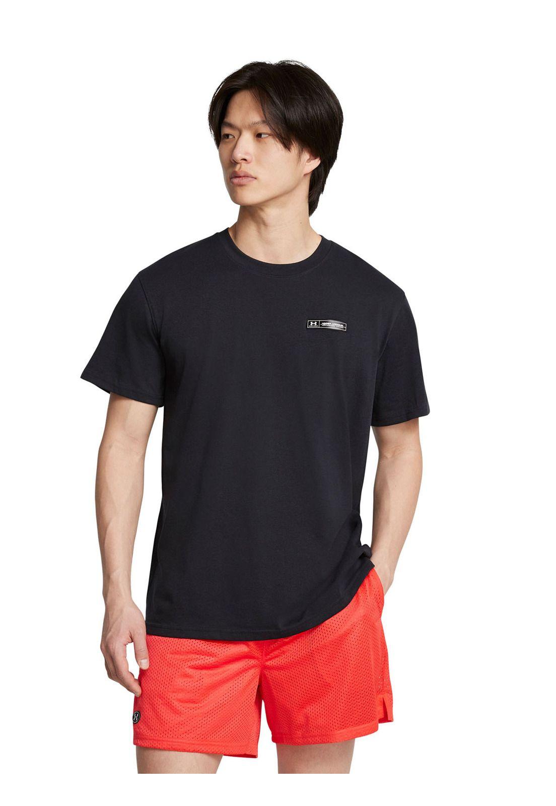 Polera manga crta Heavyweight hombre Negro-3