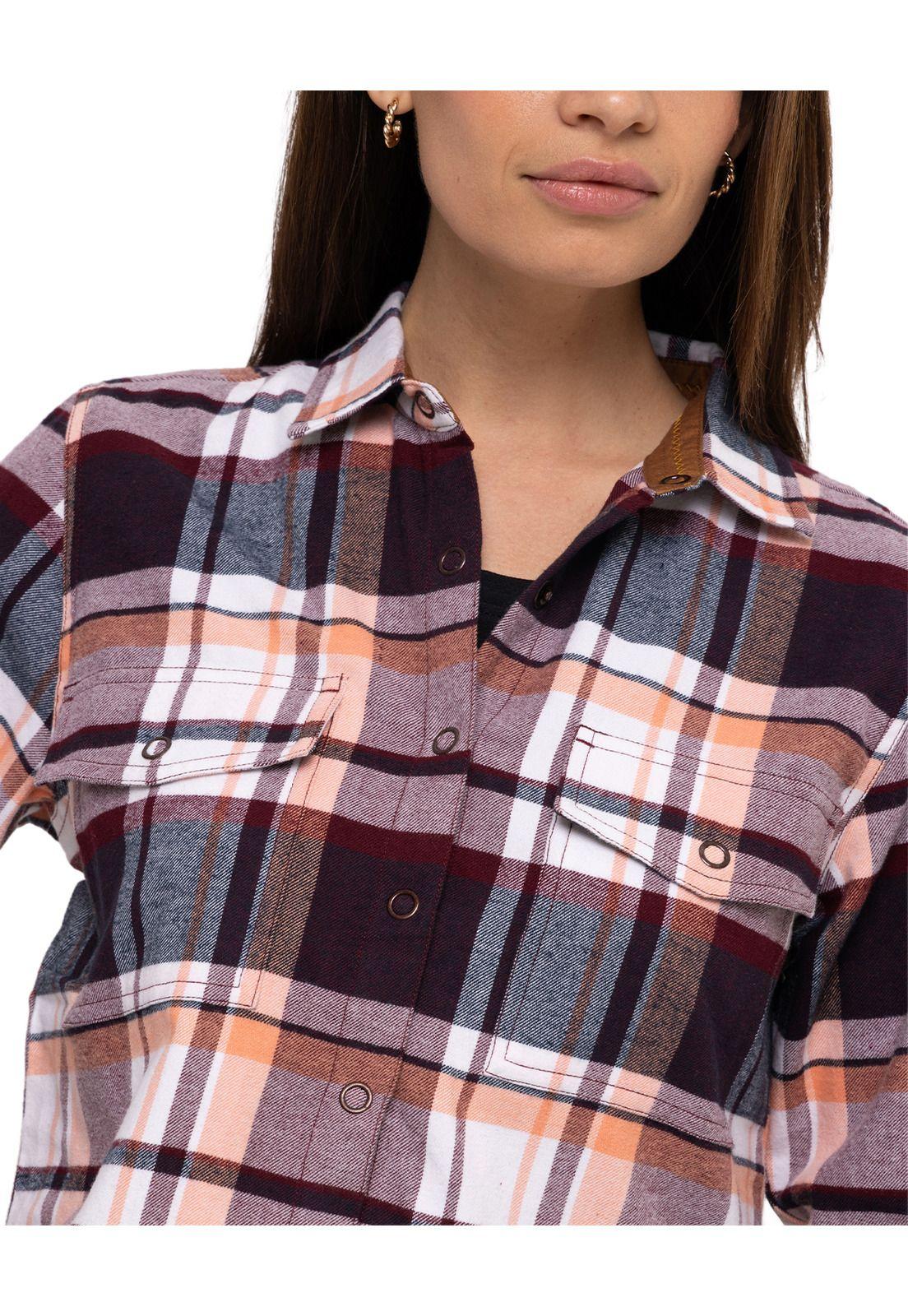 Blusa M/L Flannel L/S Shirt Rojo Mujer-3