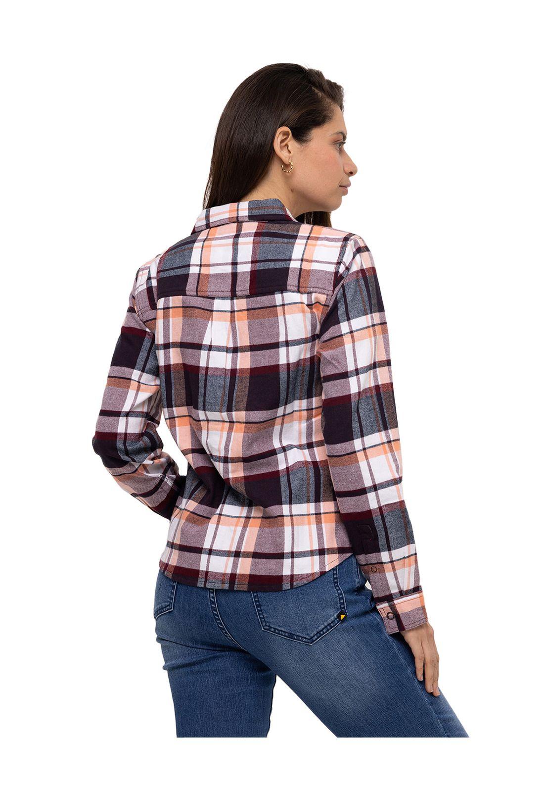 Blusa M/L Flannel L/S Shirt Rojo Mujer-4