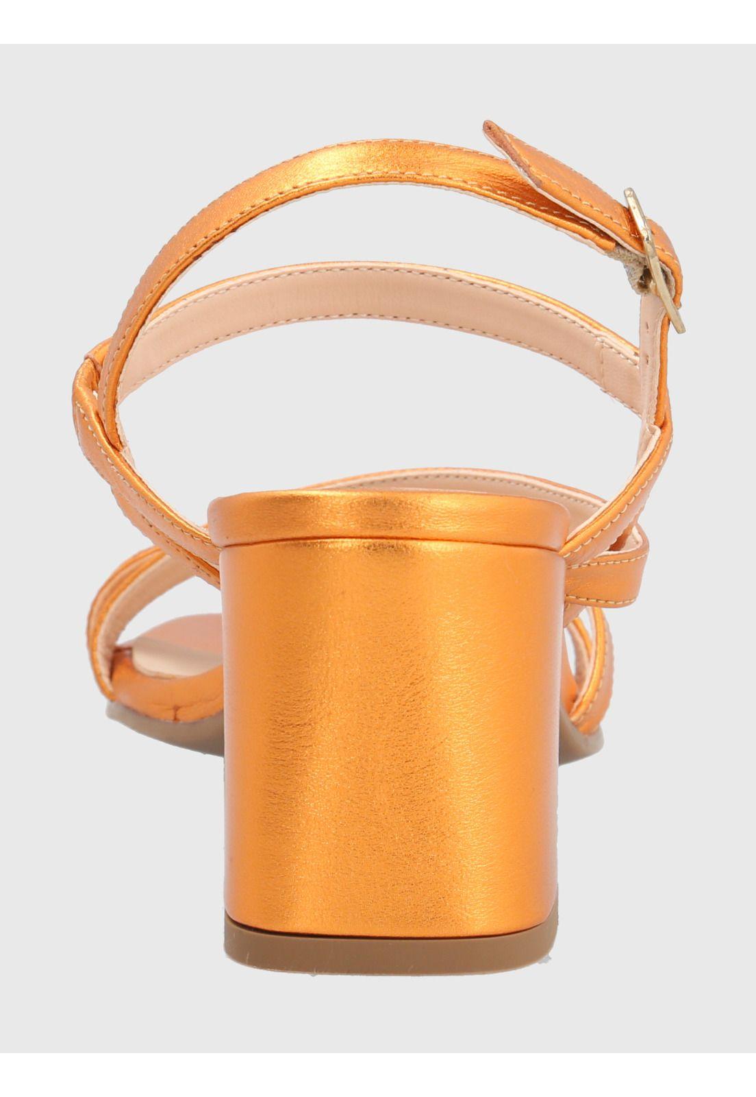 Sandalia Cuero Naranja Mujer Nicolo -5