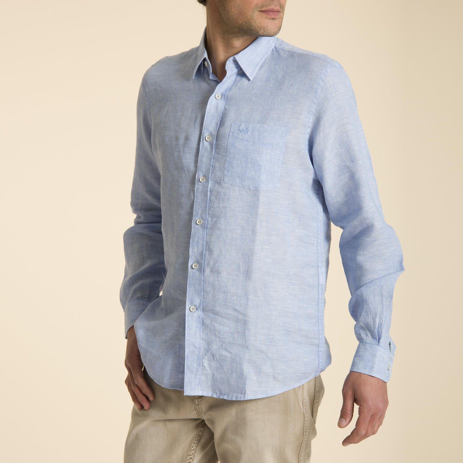 Camisa Lino Celeste Rockford-0