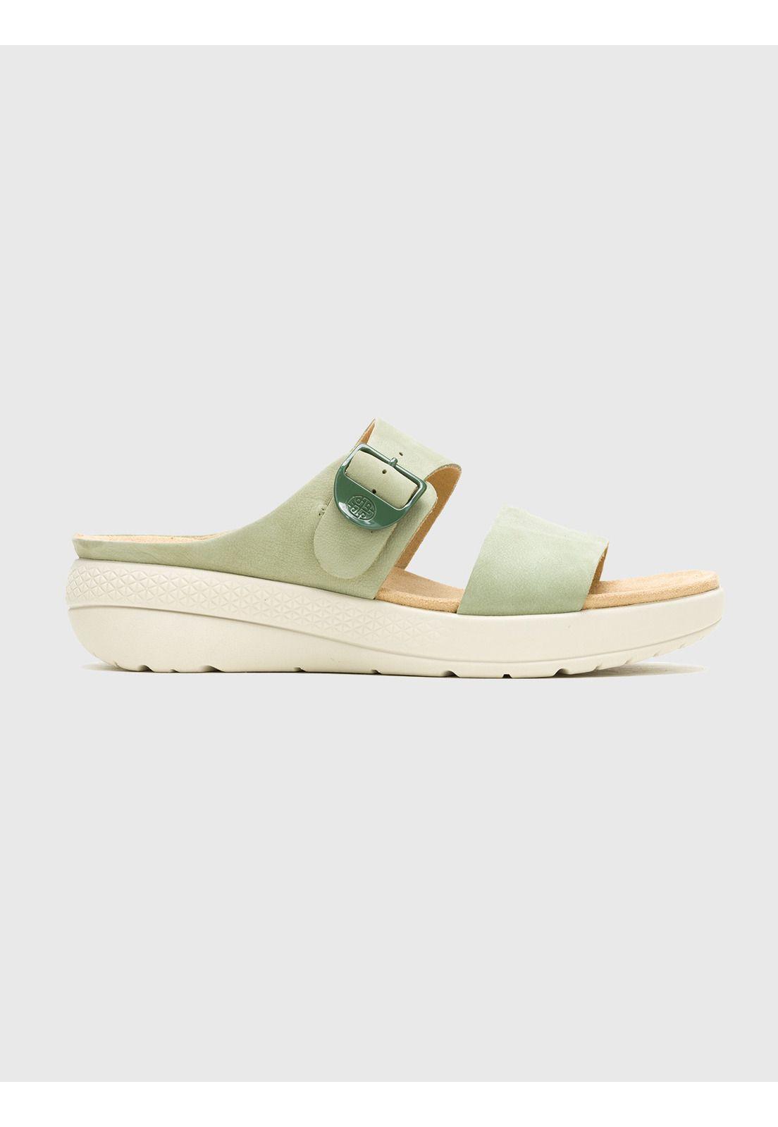 Sandalia Cuero Verde Mujer Breathe Slide -1