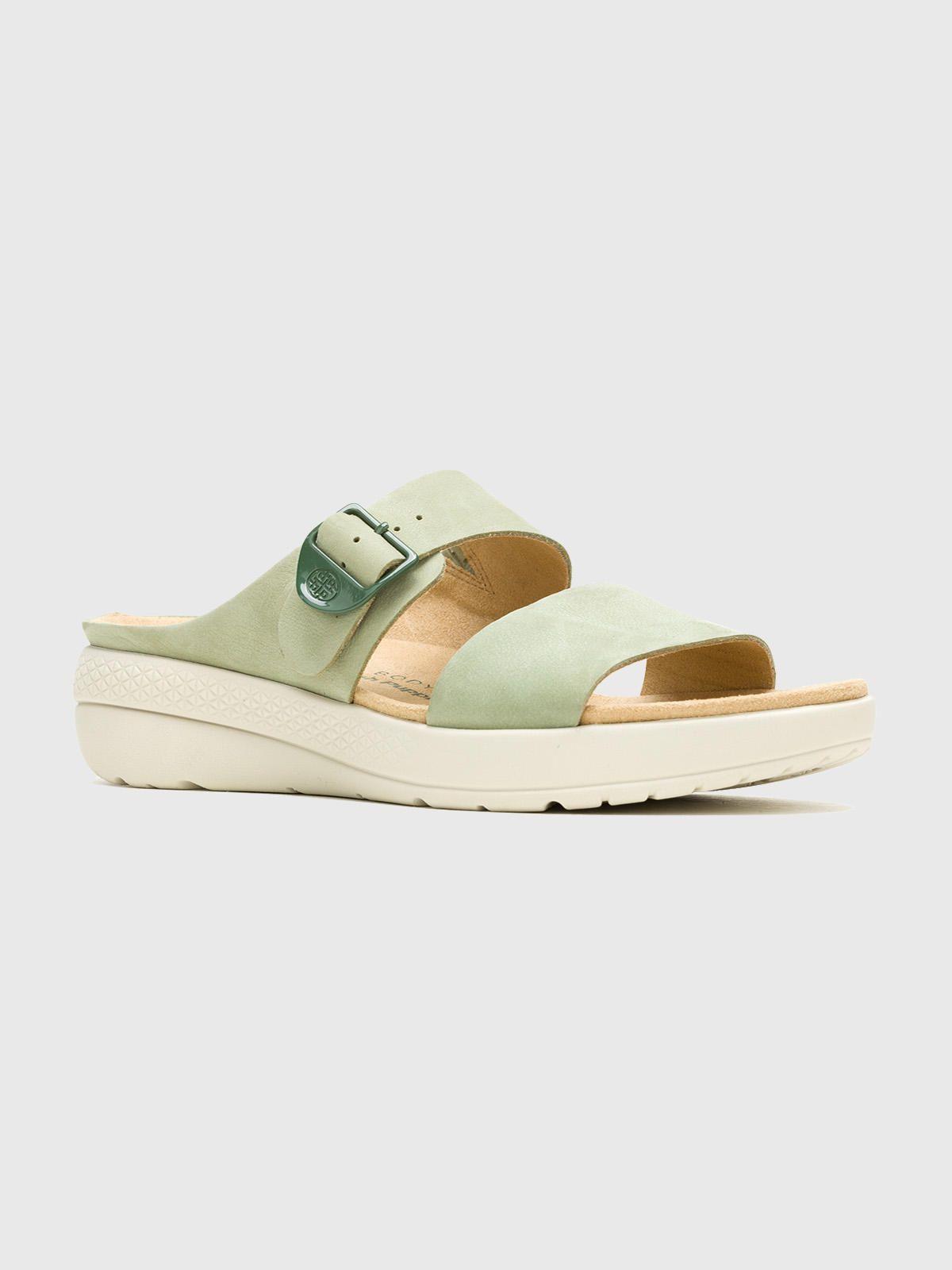 Sandalia Cuero Verde Mujer Breathe Slide -0