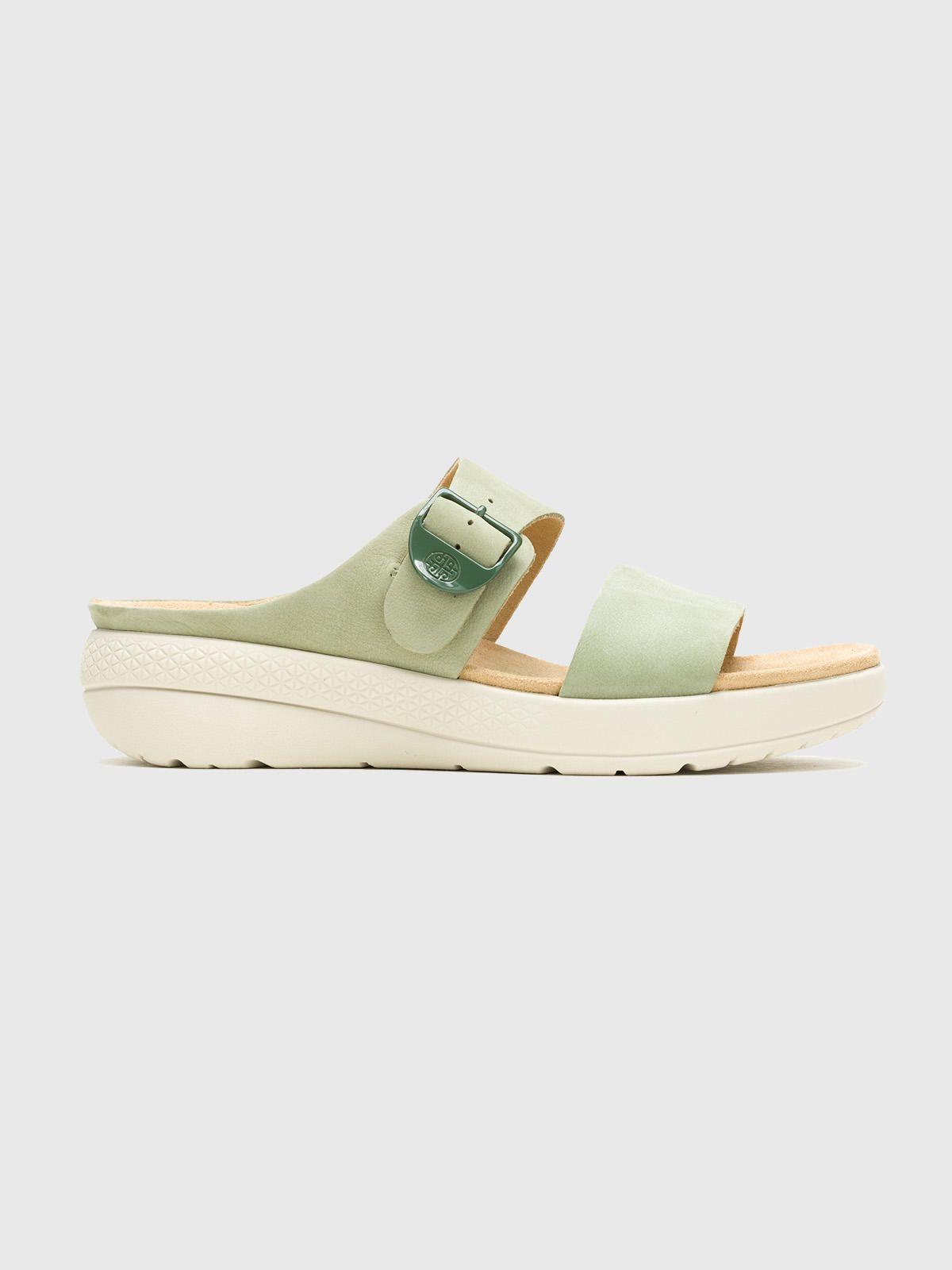 Sandalia Cuero Verde Mujer Breathe Slide -1