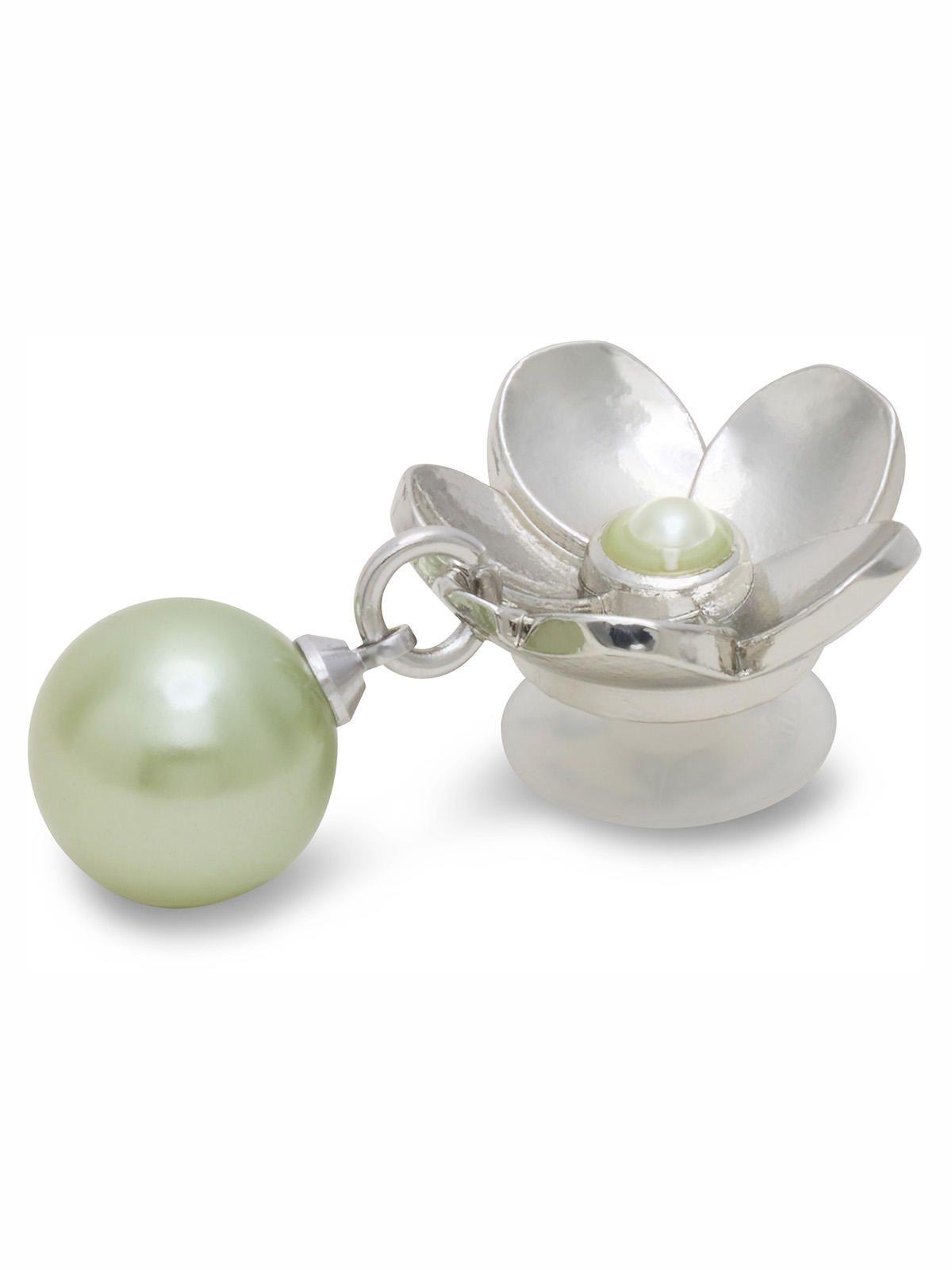 Jibbitz Perla Colgante con Flor Plateado-2