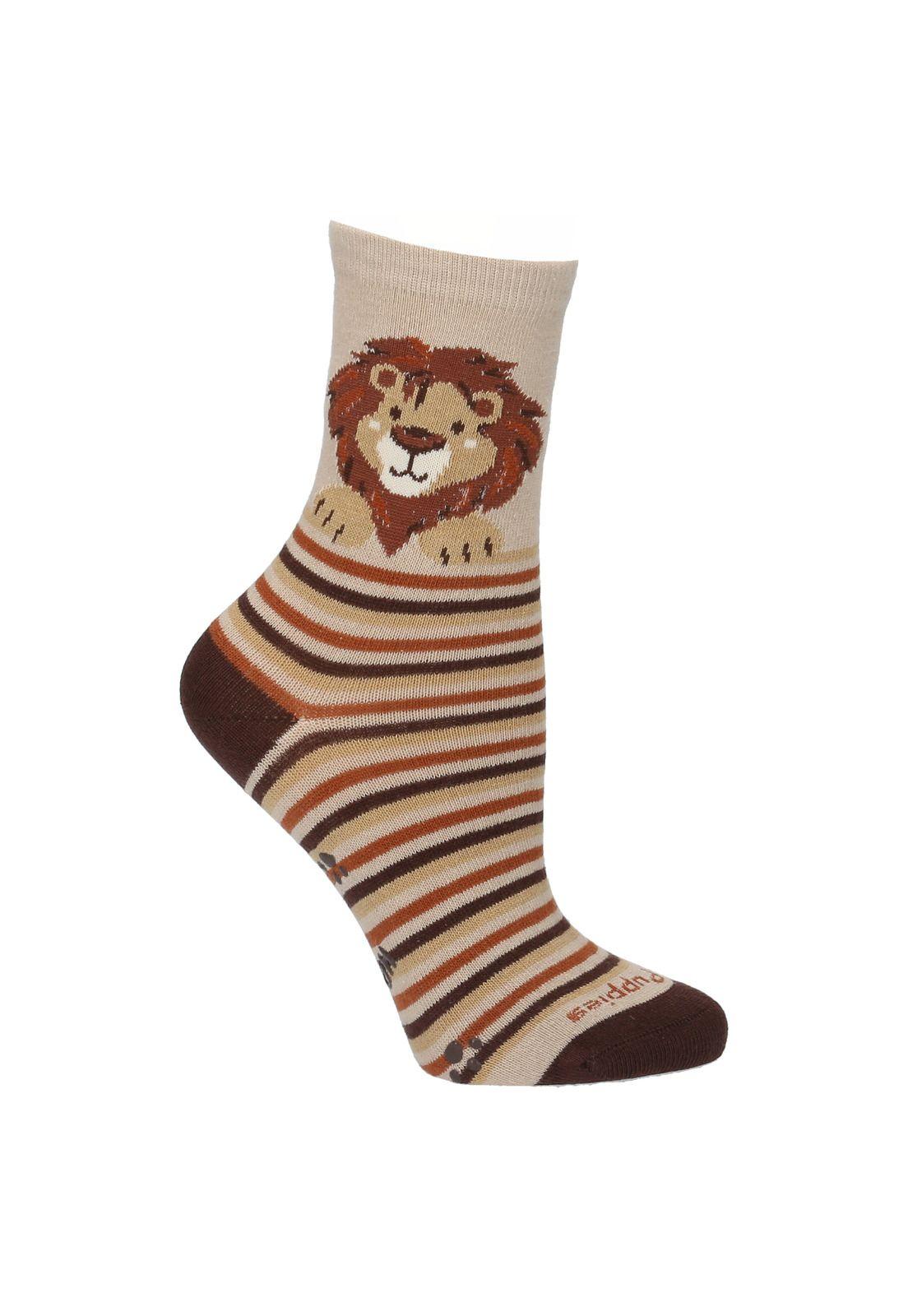 Calcetín Algodón Niño Lion Beige-0
