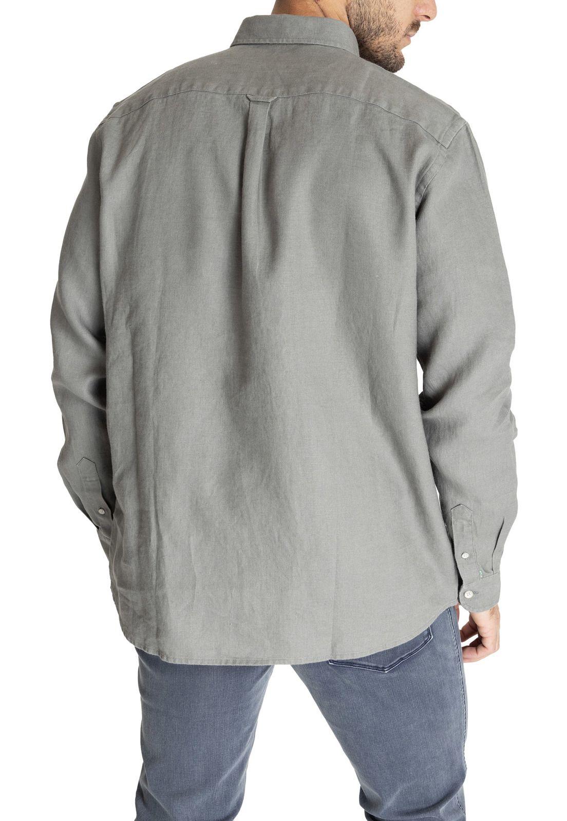 Camisa M/L Hombre Linen Verde-5