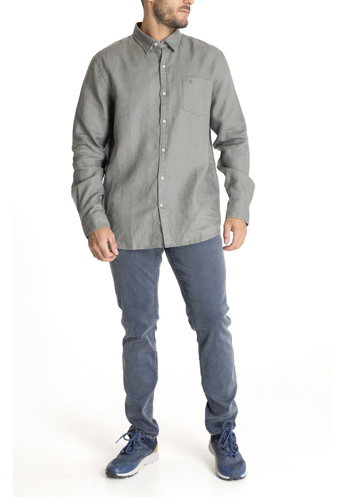 Camisa M/L Hombre Linen Verde-8