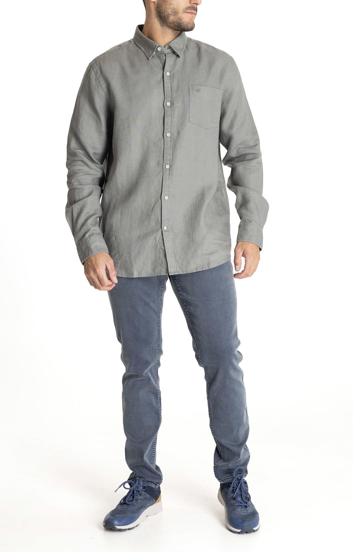 Camisa M/L Hombre Linen Verde-8