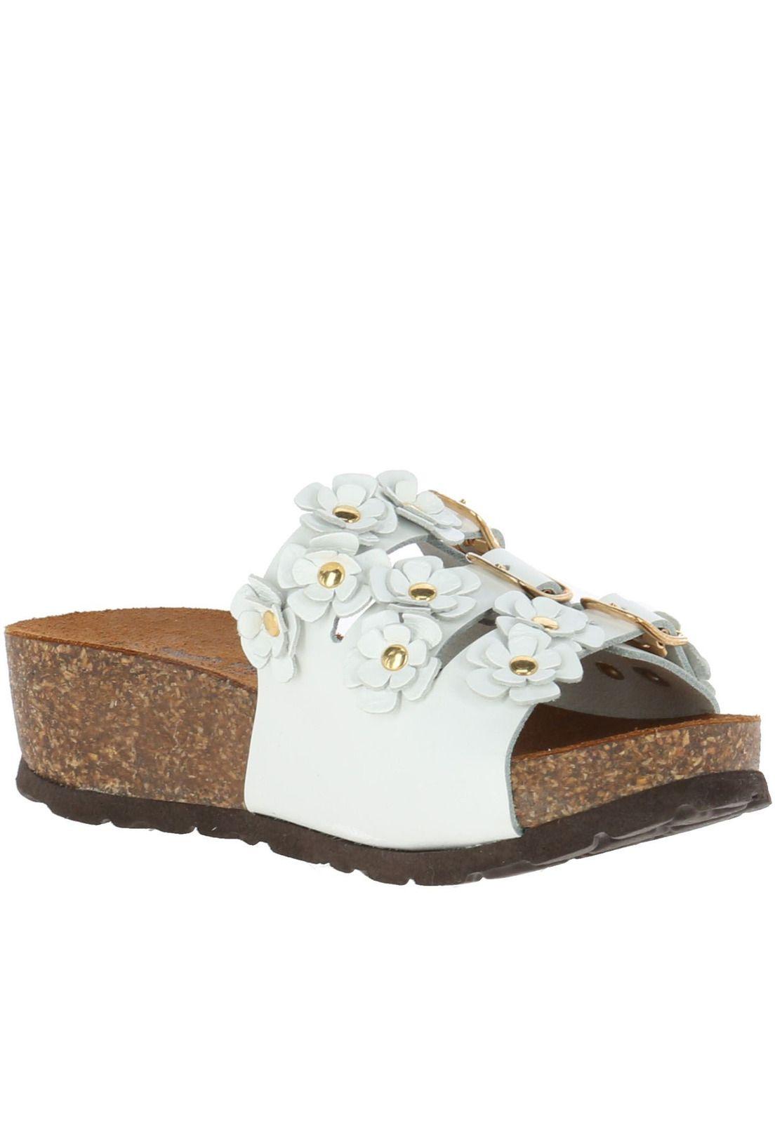 Sandalia Cuero Lirios Blanco-1