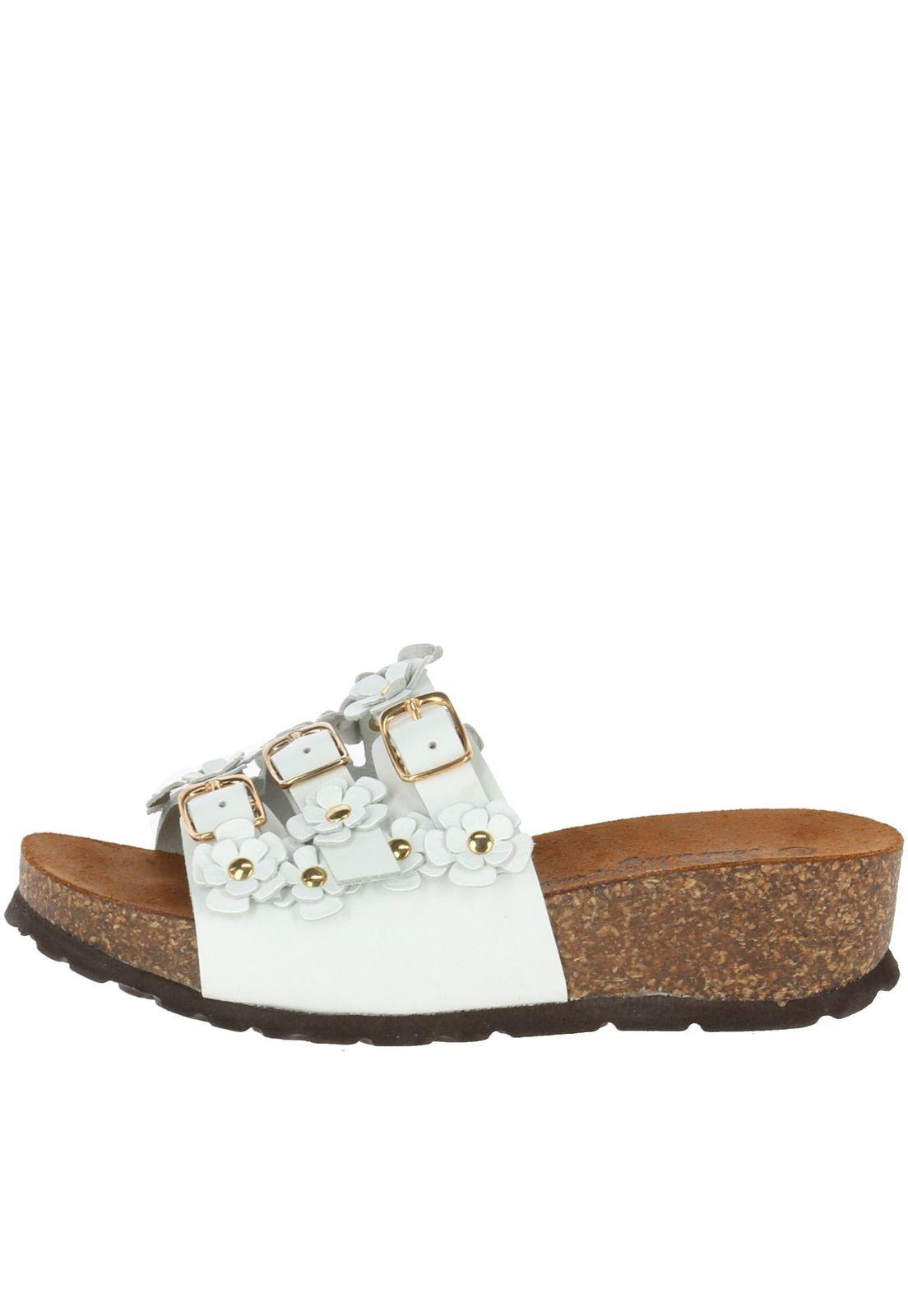 Sandalia Cuero Lirios Blanco-3