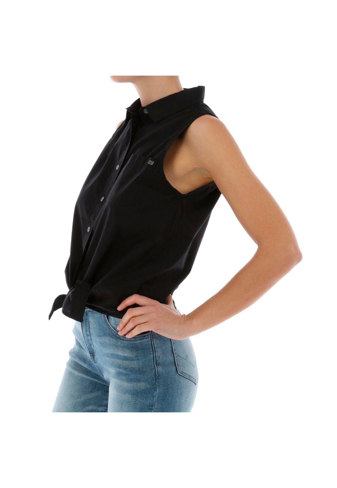 BLUSA S/M MUJER TIE FRONT SLEEVELESS NEGRO-1