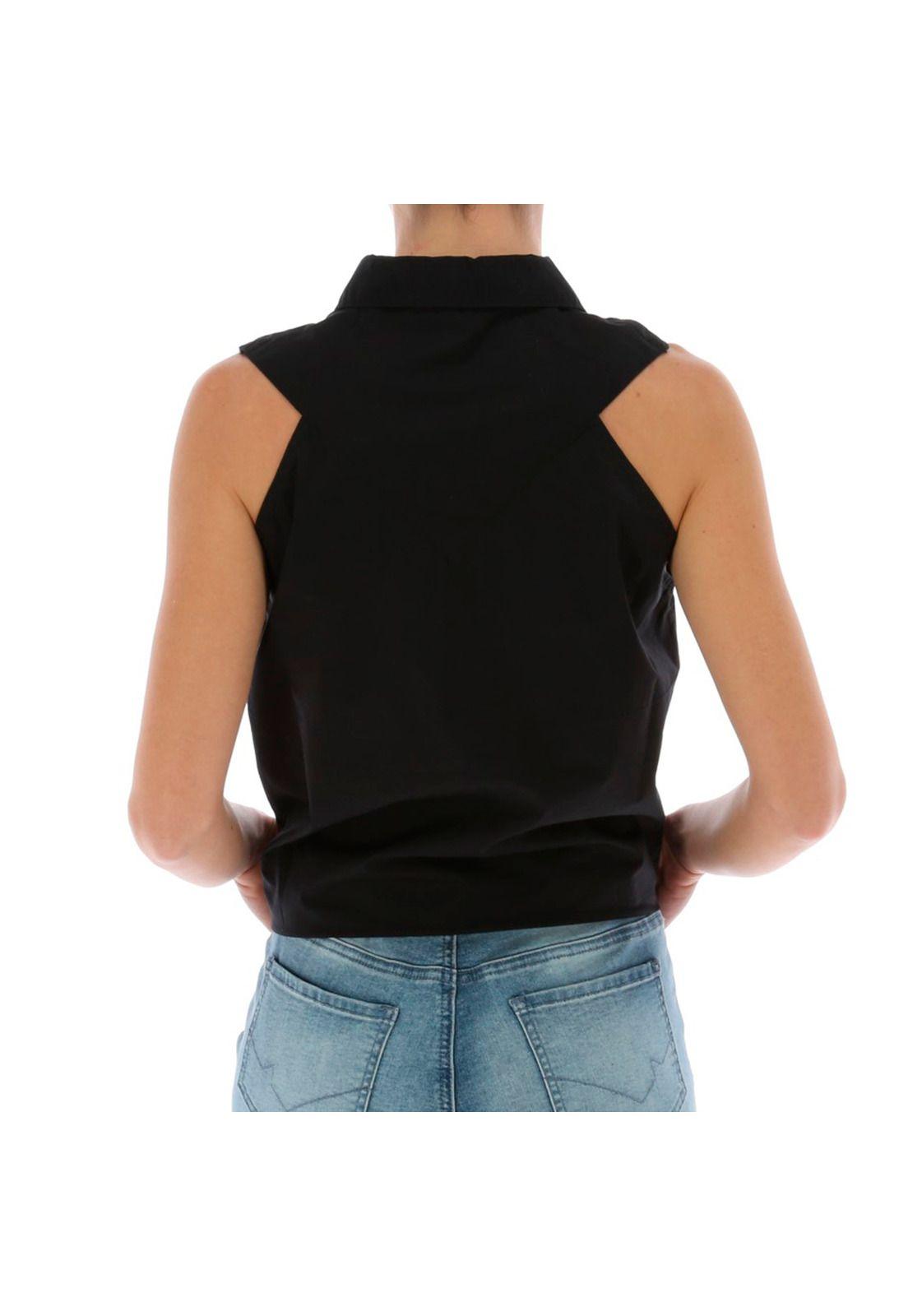 BLUSA S/M MUJER TIE FRONT SLEEVELESS NEGRO-2