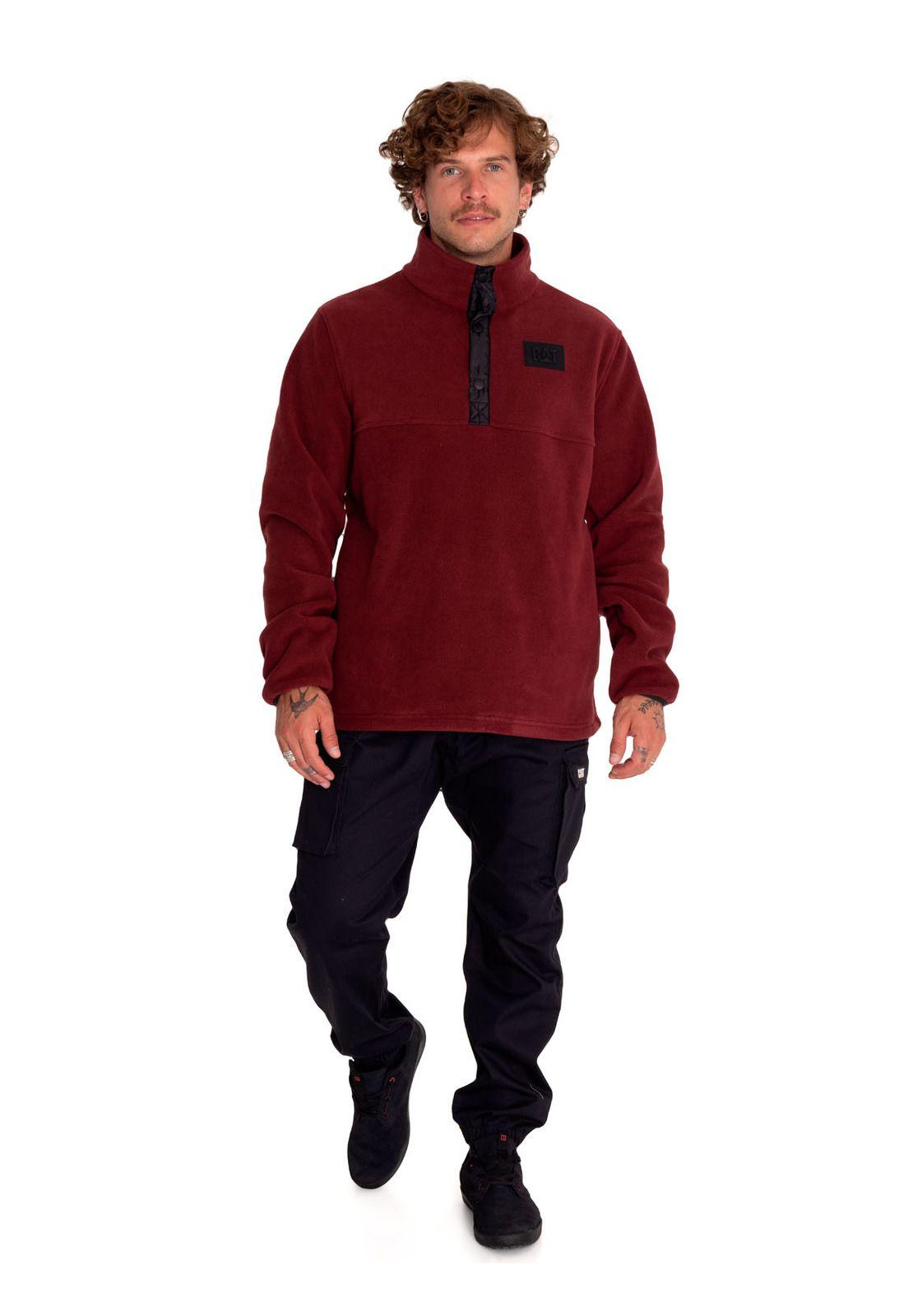 Polar Hombre Polar Fleece Half Snap Rojo-5