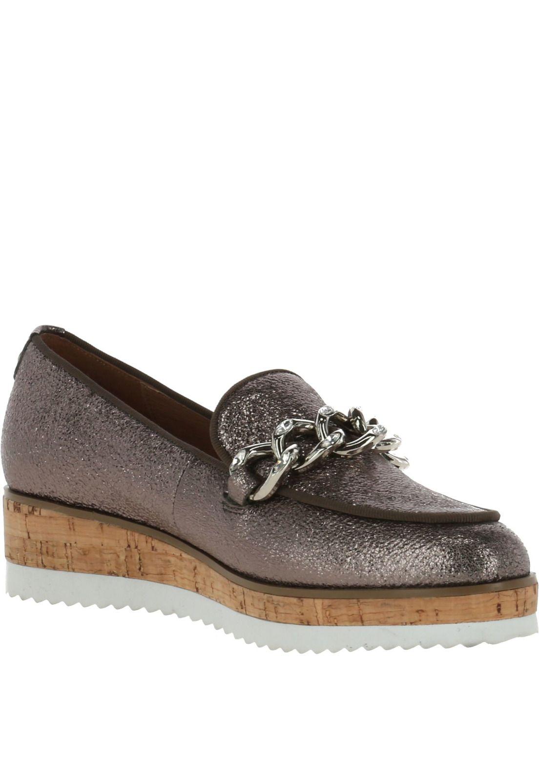 Zapato Cuero Spin Plateado-1