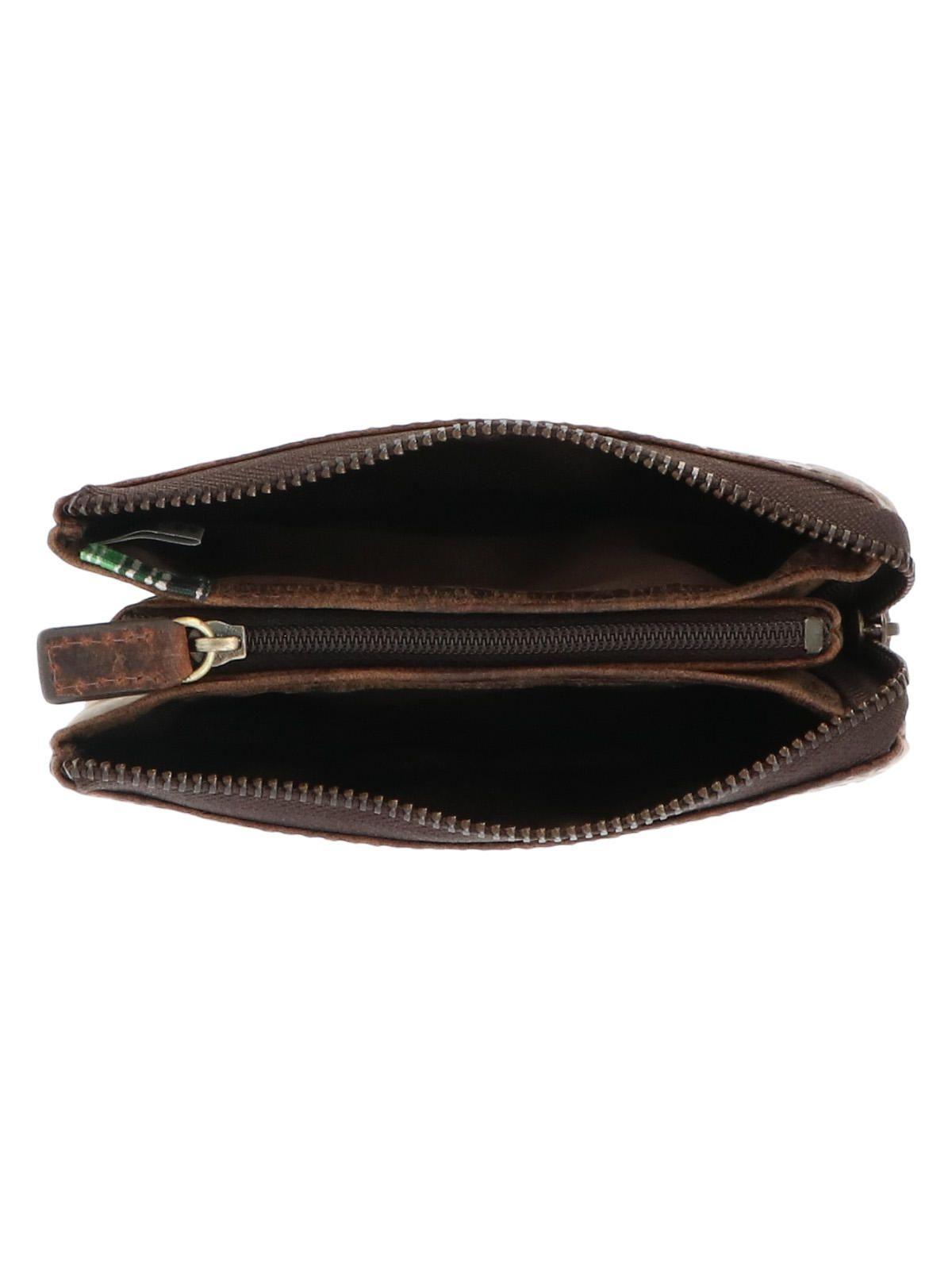 Billetera Cuero Mujer Hu Leaves Pouch Café-3