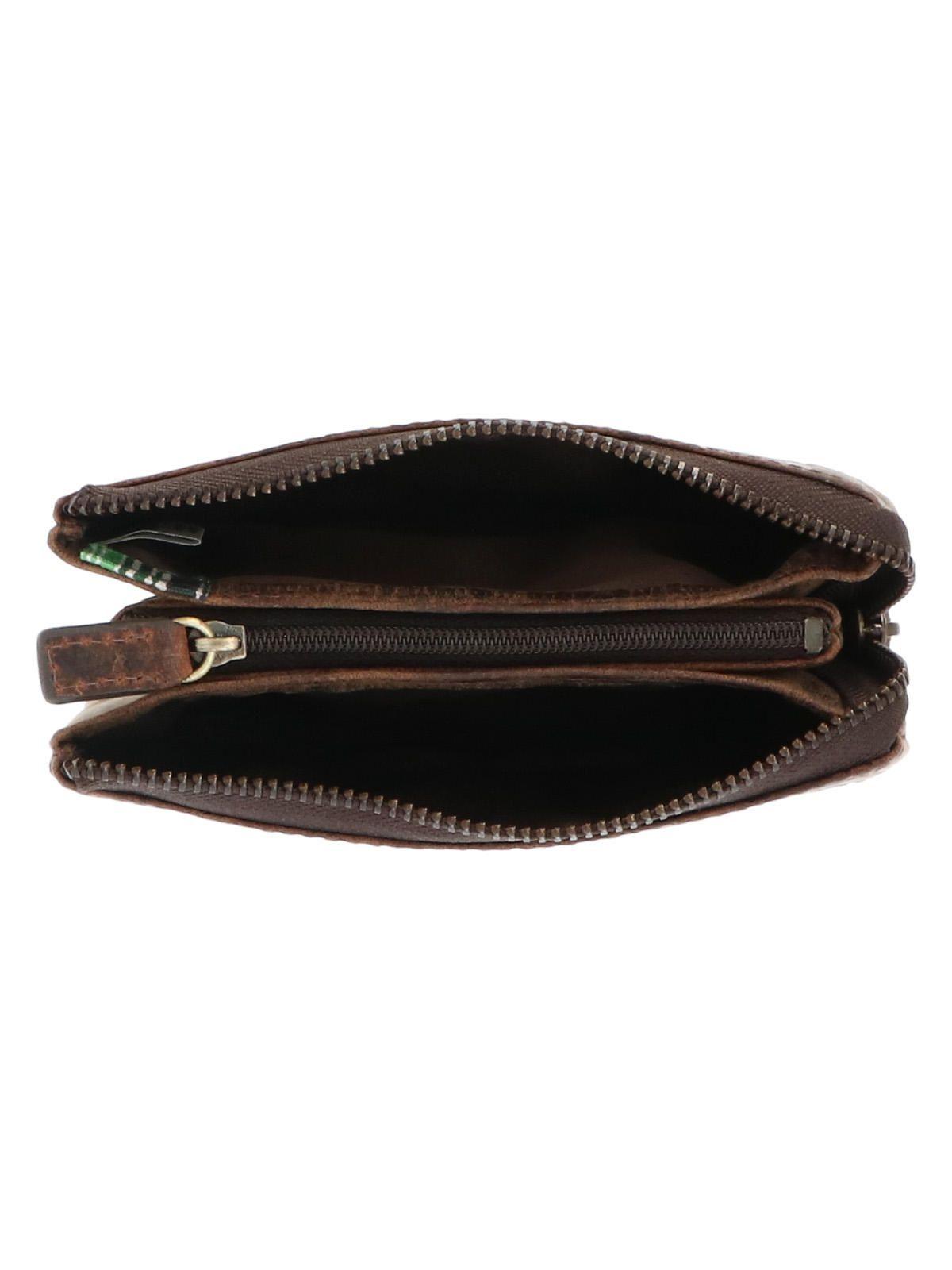 Billetera Cuero Mujer Hu Leaves Pouch Café-3