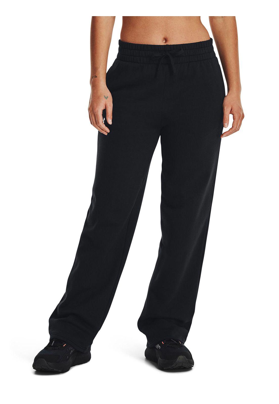 Pantalón Ua Rival Fleece Straight Leg Negro Para Mujer-3