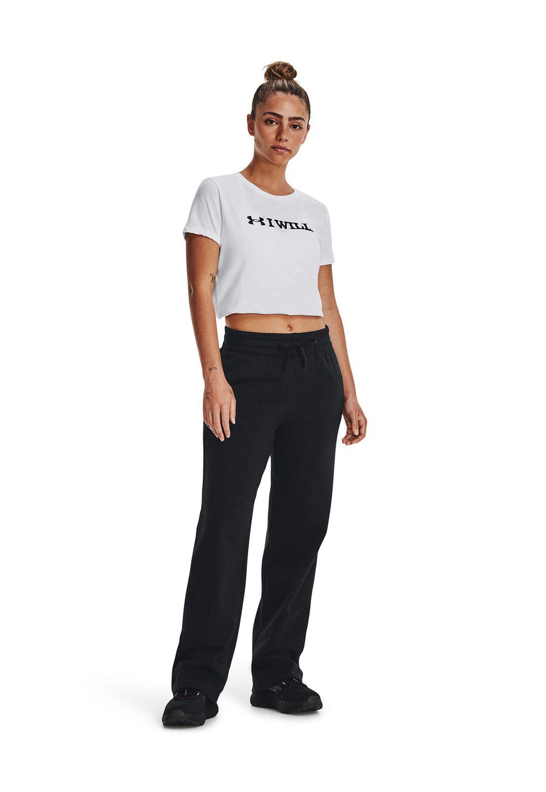 Pantalón Ua Rival Fleece Straight Leg Negro Para Mujer-5