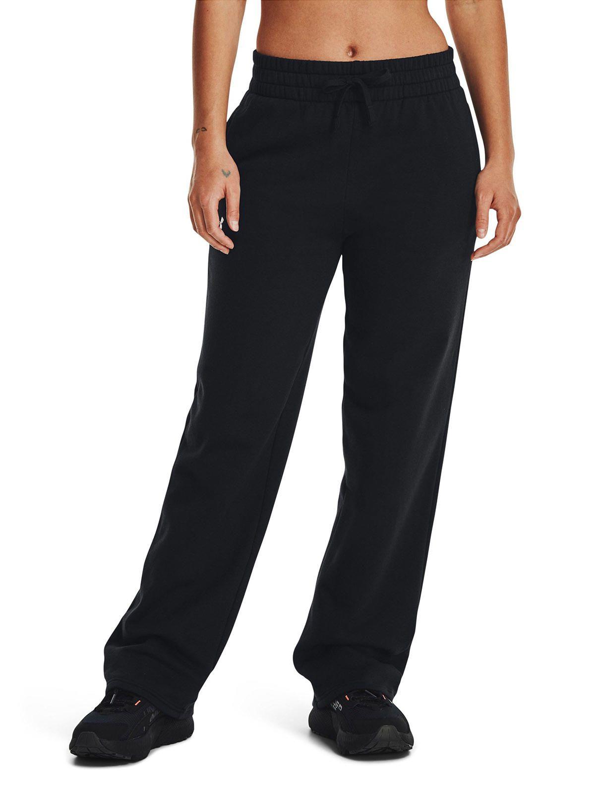 Pantalón Ua Rival Fleece Straight Leg Negro Para Mujer-3