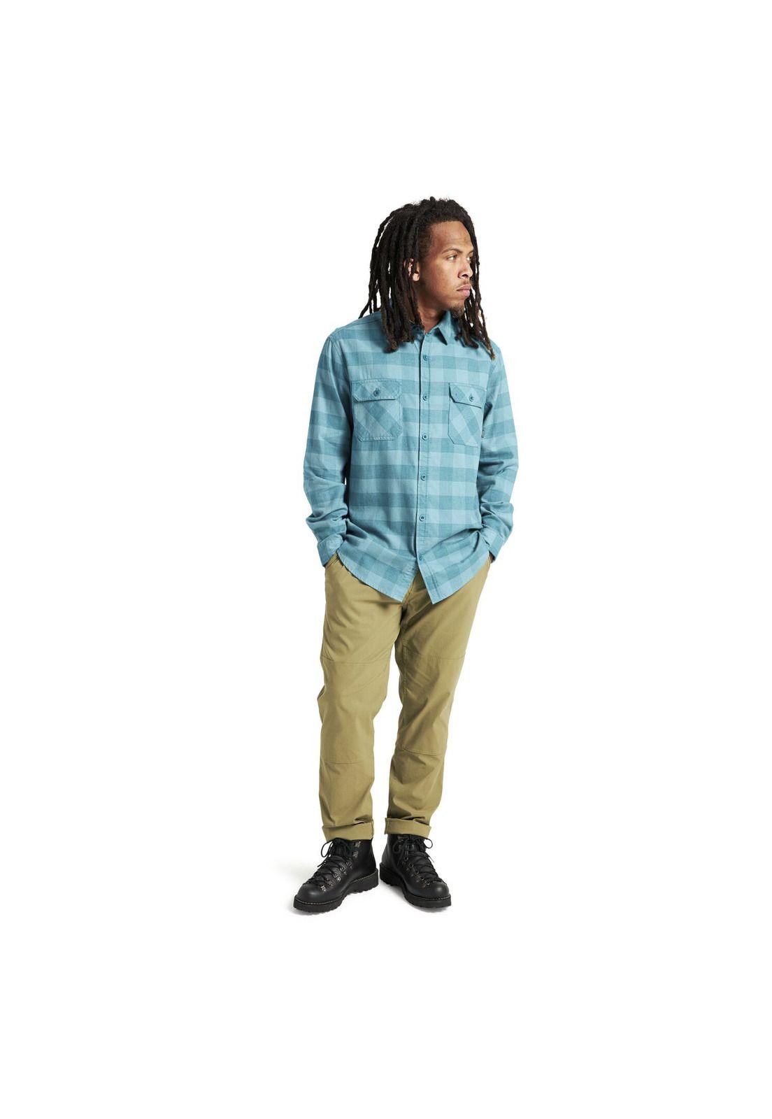 Camisa M/L Hombre Brighton Flannel Celeste-1