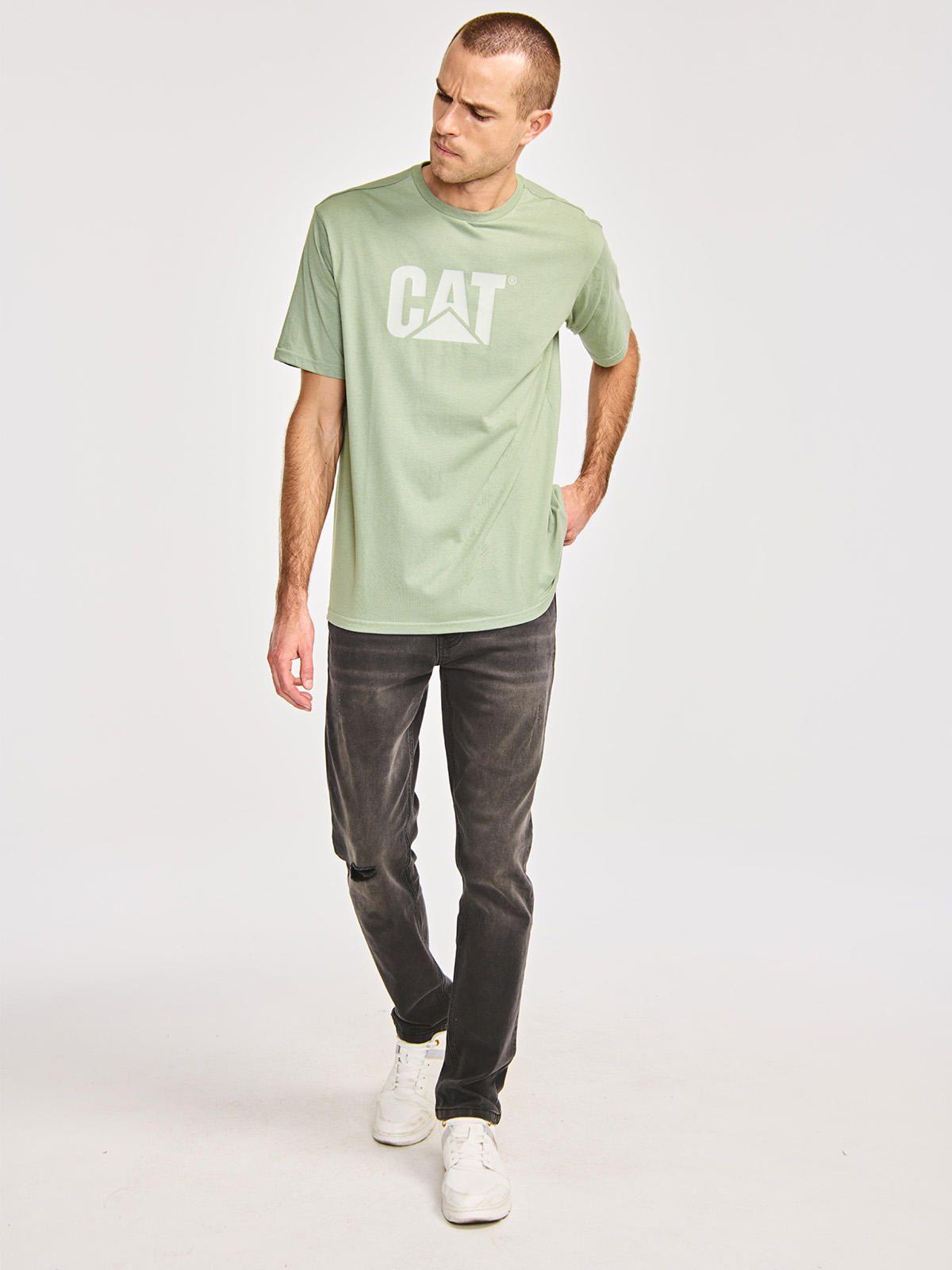Polera Manga Corta Unisex Cat Logo Tee Verde-3