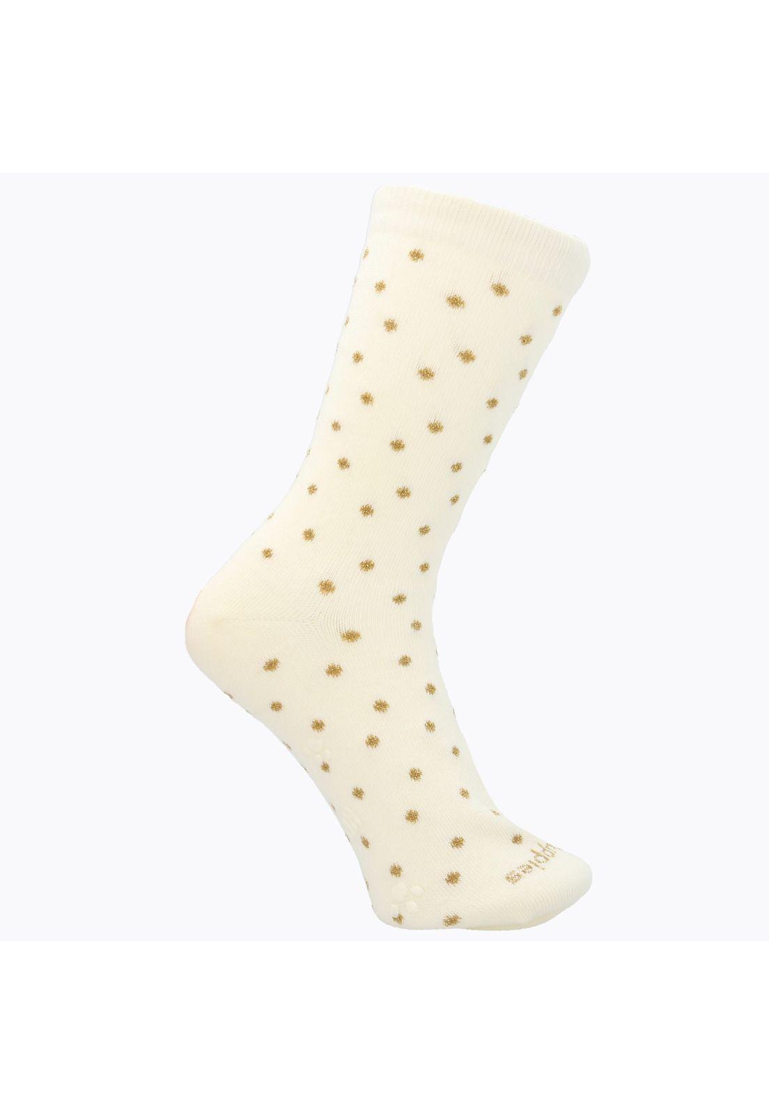 Calcetín Algodón Niña Lurex Dots Beige-0
