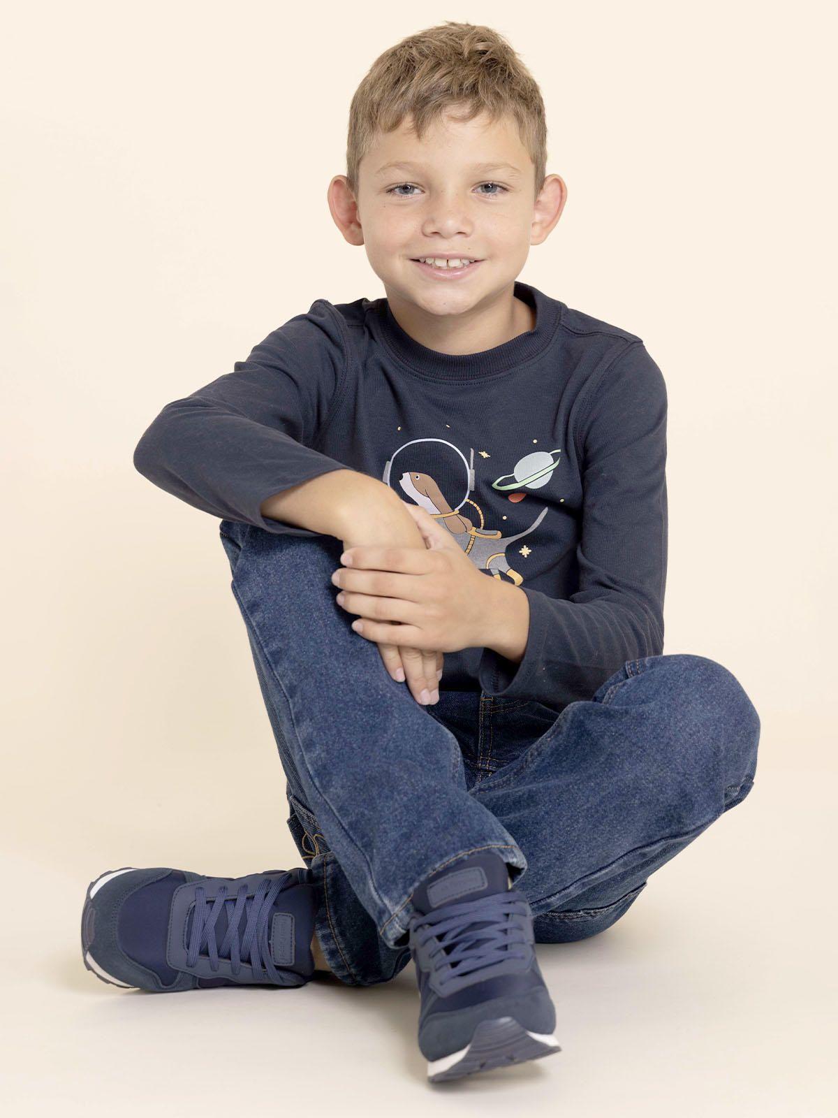 Zapatilla Cuero Janet-K Niño Azul-3