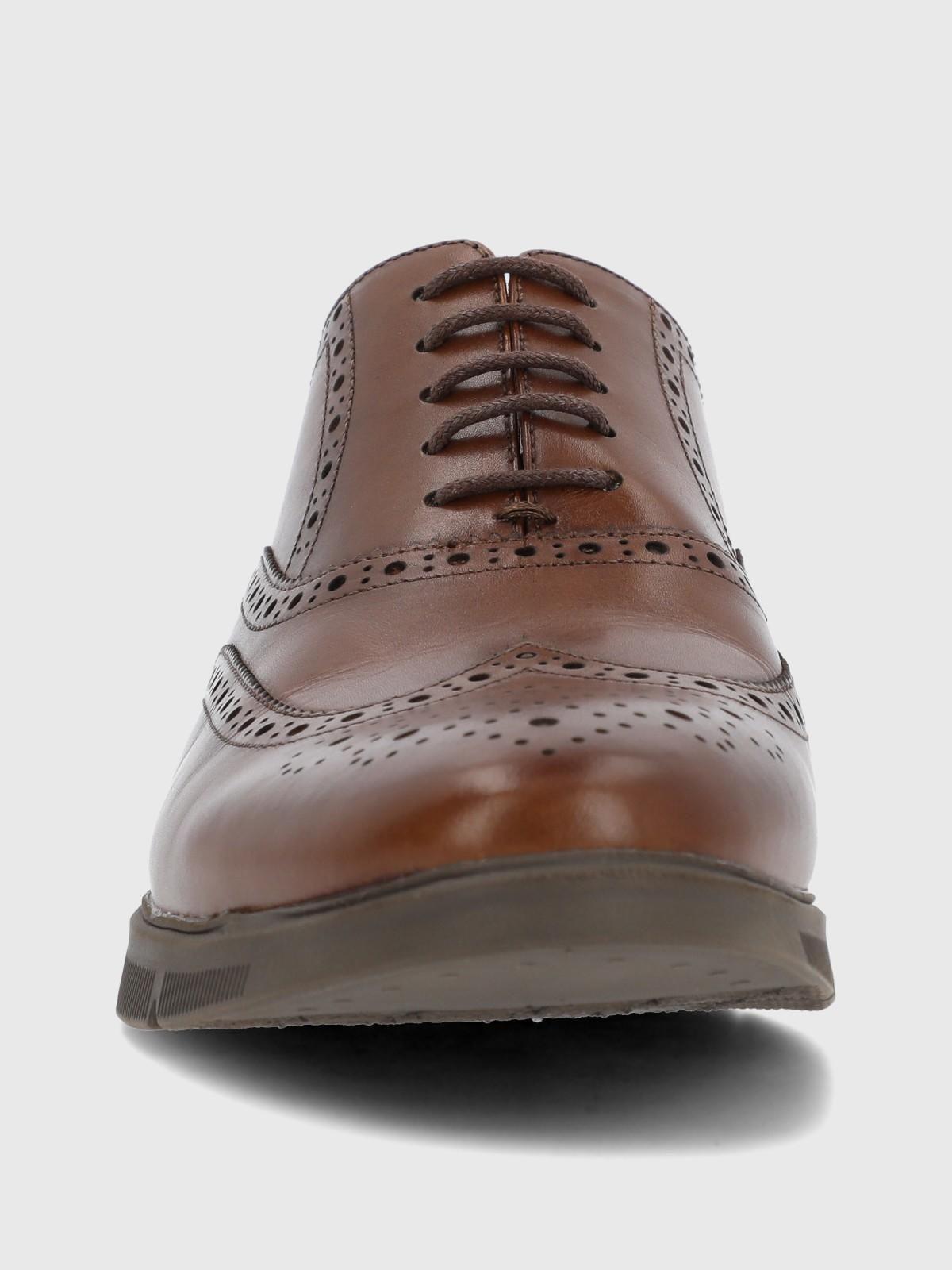 Zapato Cuero Hombre Wing Flex Café-3