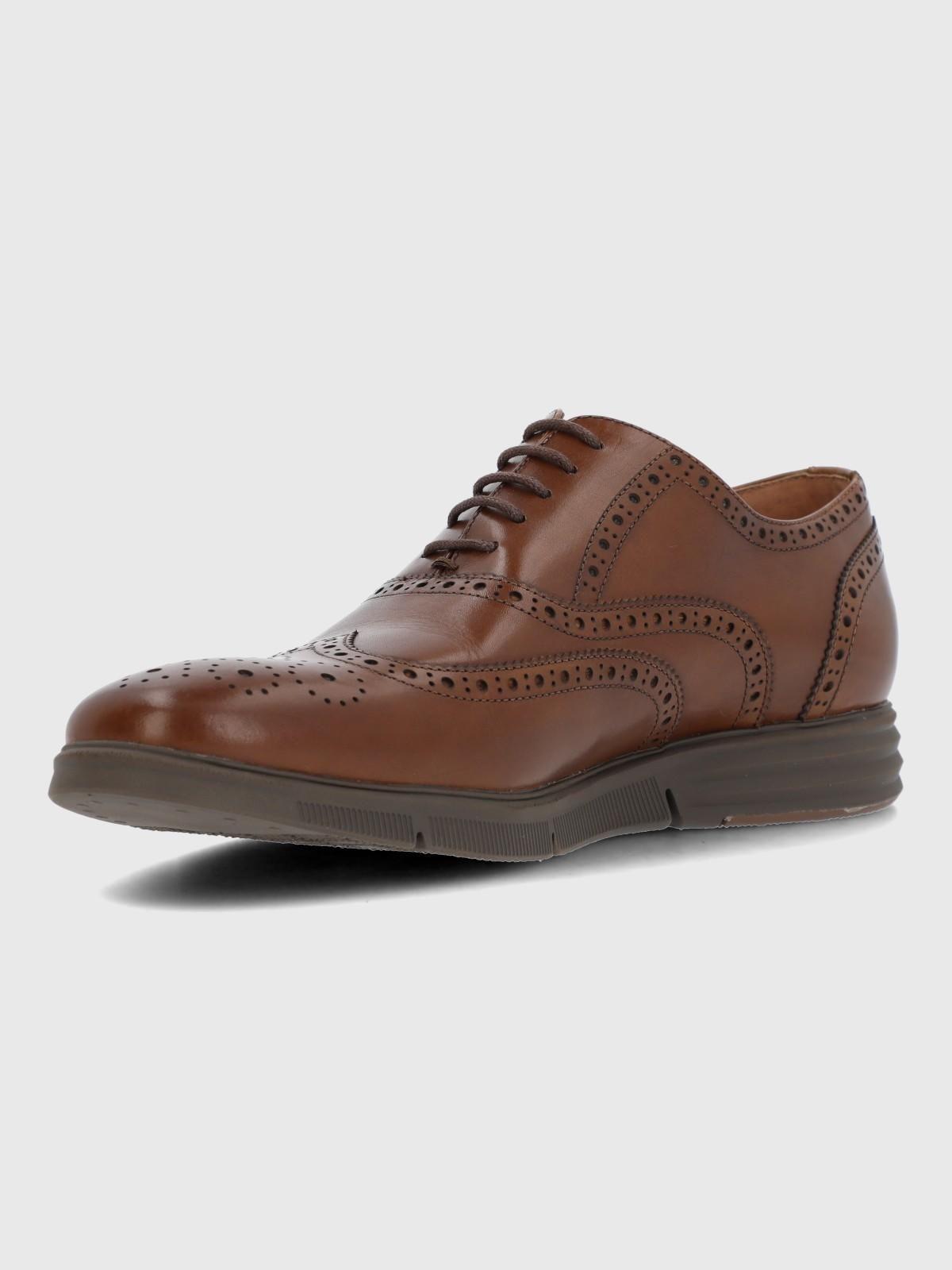 Zapato Cuero Hombre Wing Flex Café-5