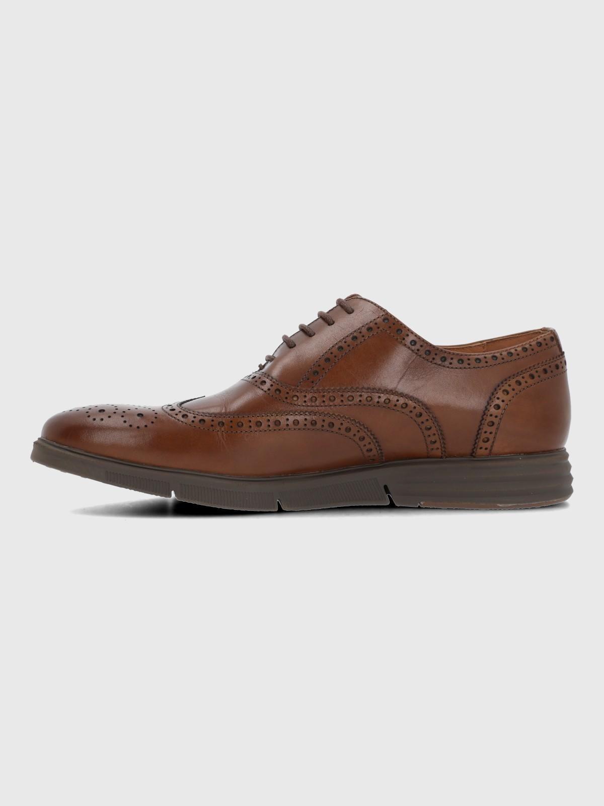 Zapato Cuero Hombre Wing Flex Café-4