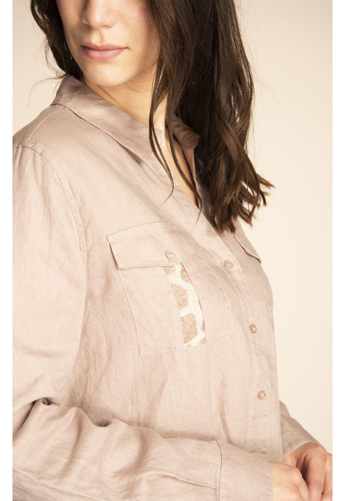 Blusa Lino Orgánico Mujer Wild Café-4