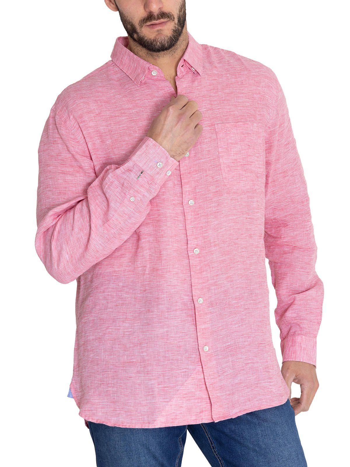 Camisa Lino Orgánico Rojo Linentex Hombre -5