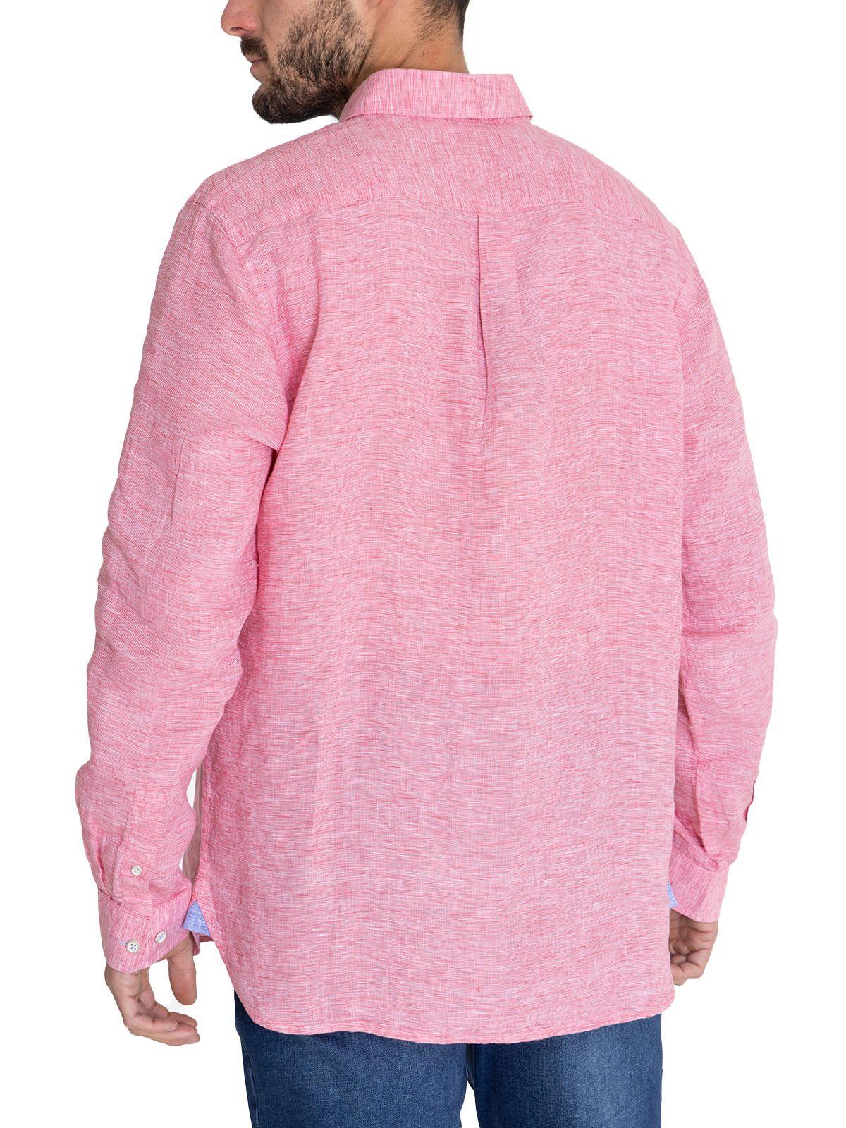 Camisa Lino Orgánico Rojo Linentex Hombre -6