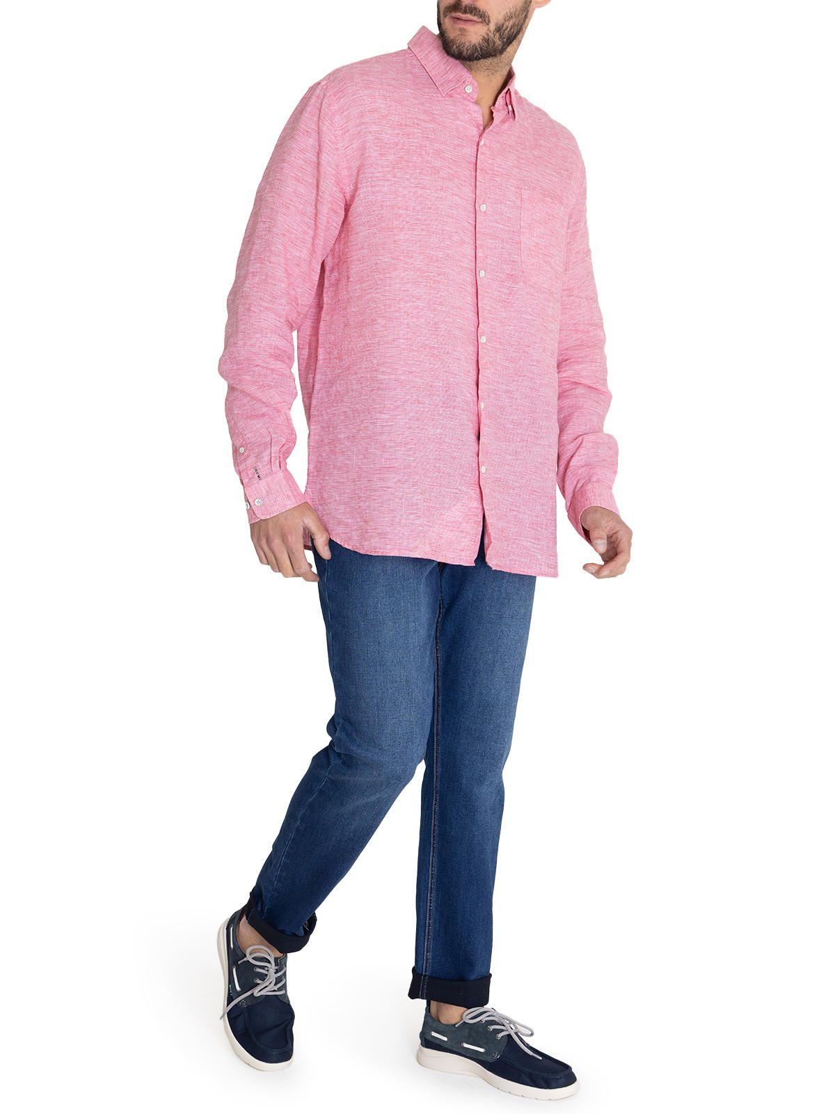 Camisa Lino Orgánico Rojo Linentex Hombre -8