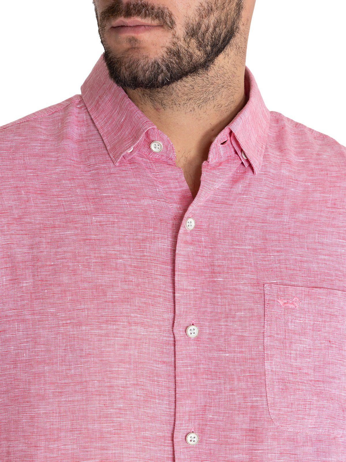 Camisa Lino Orgánico Rojo Linentex Hombre -7