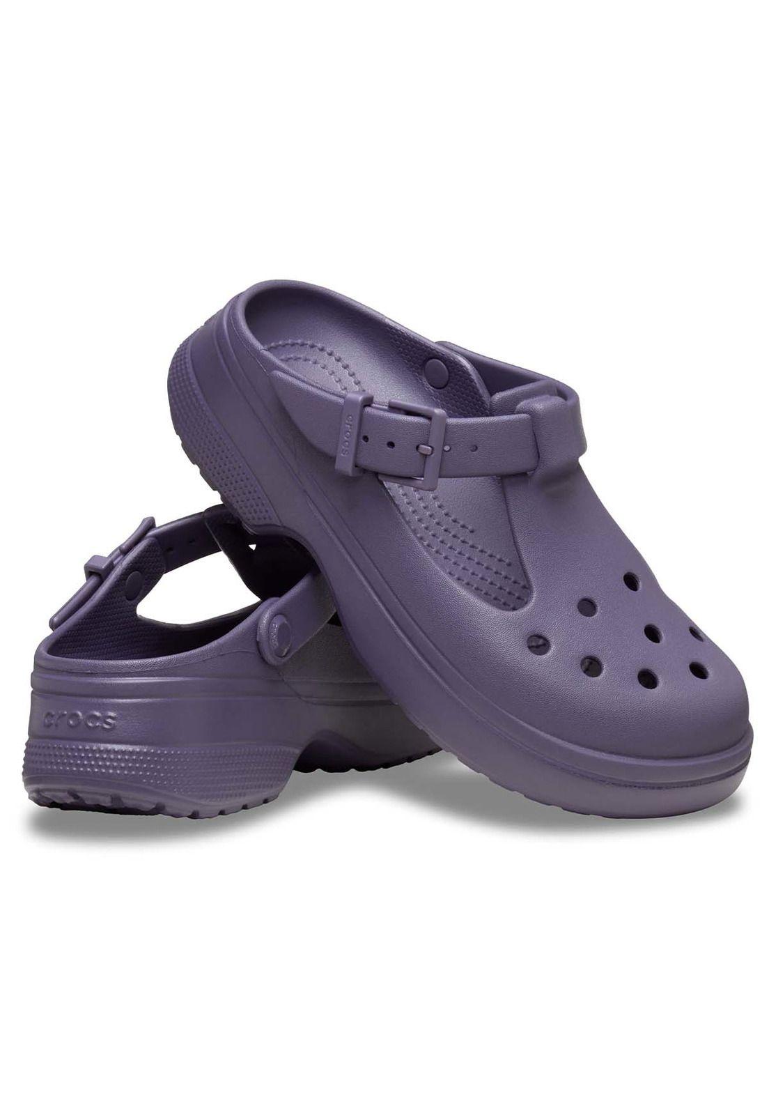 Zueco Crocs Mujer Mary Jane Morado Oscuro-3