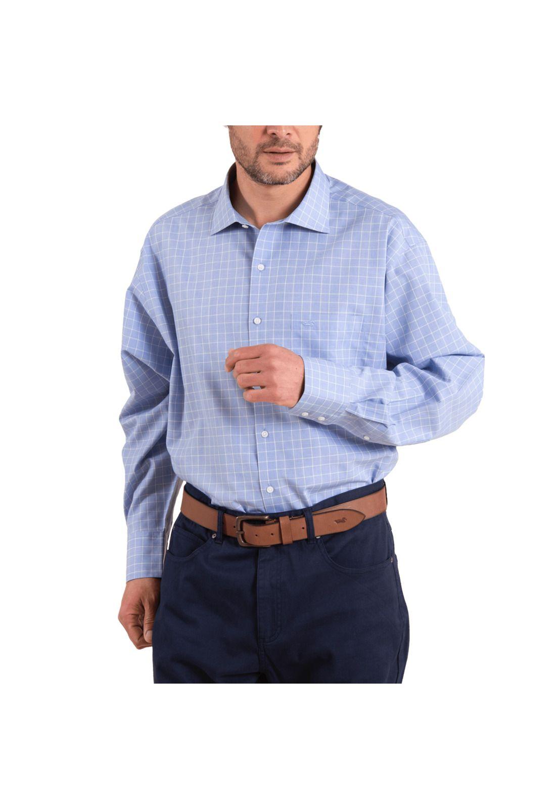 Camisa Hombre Libre De Arrugas Pc Azul-0