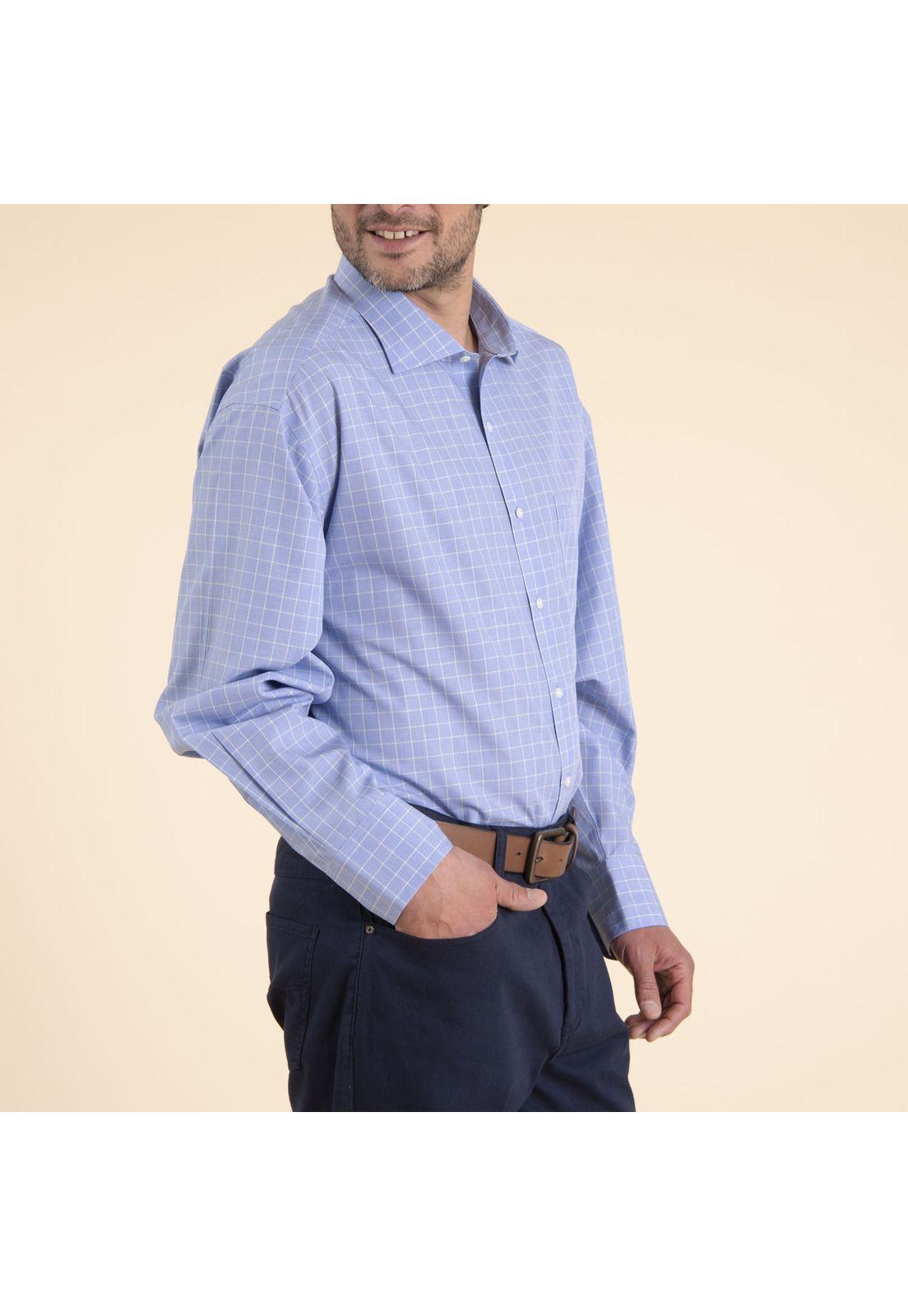 Camisa Hombre Libre De Arrugas Pc Azul-1