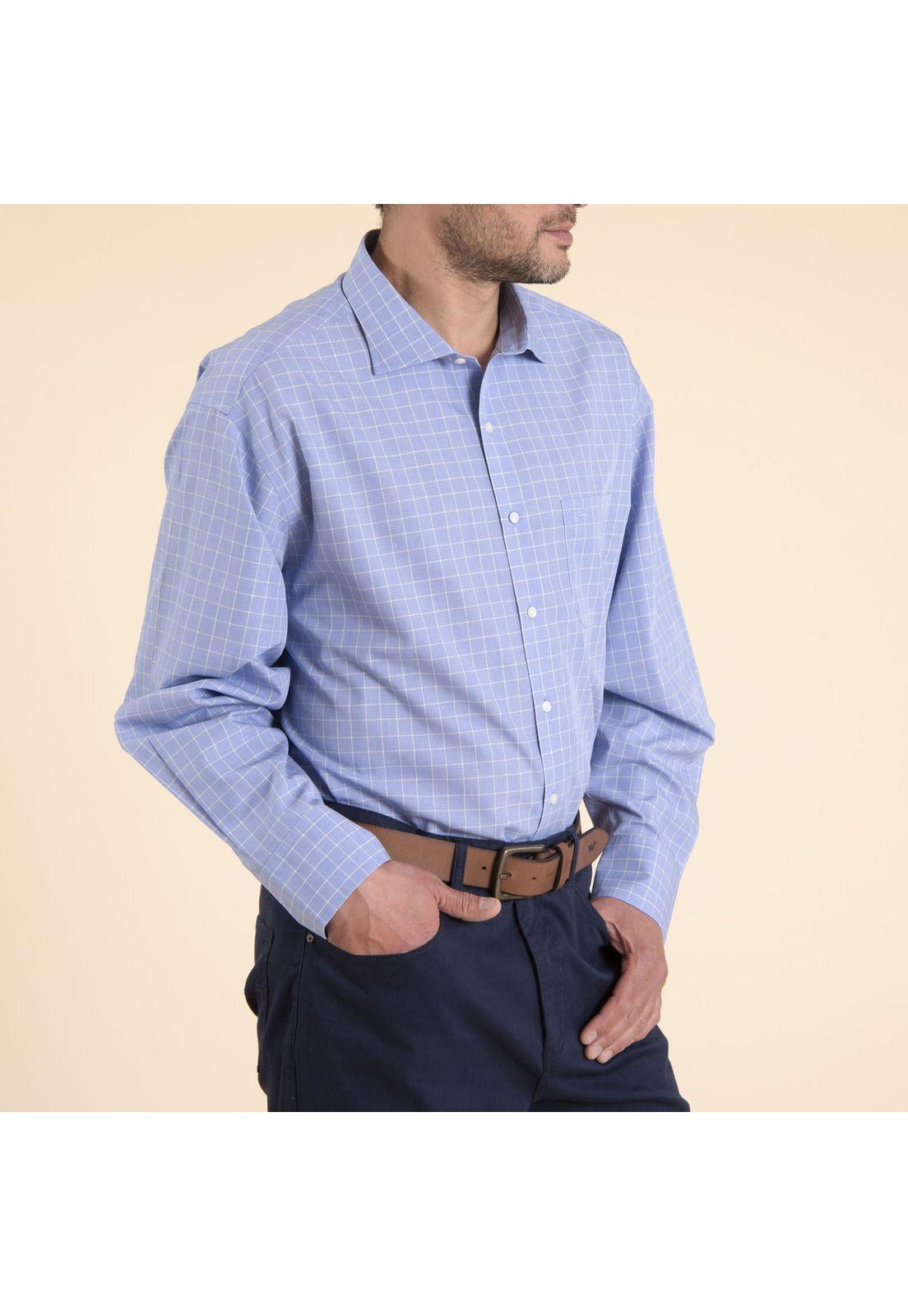 Camisa Hombre Libre De Arrugas Pc Azul-2
