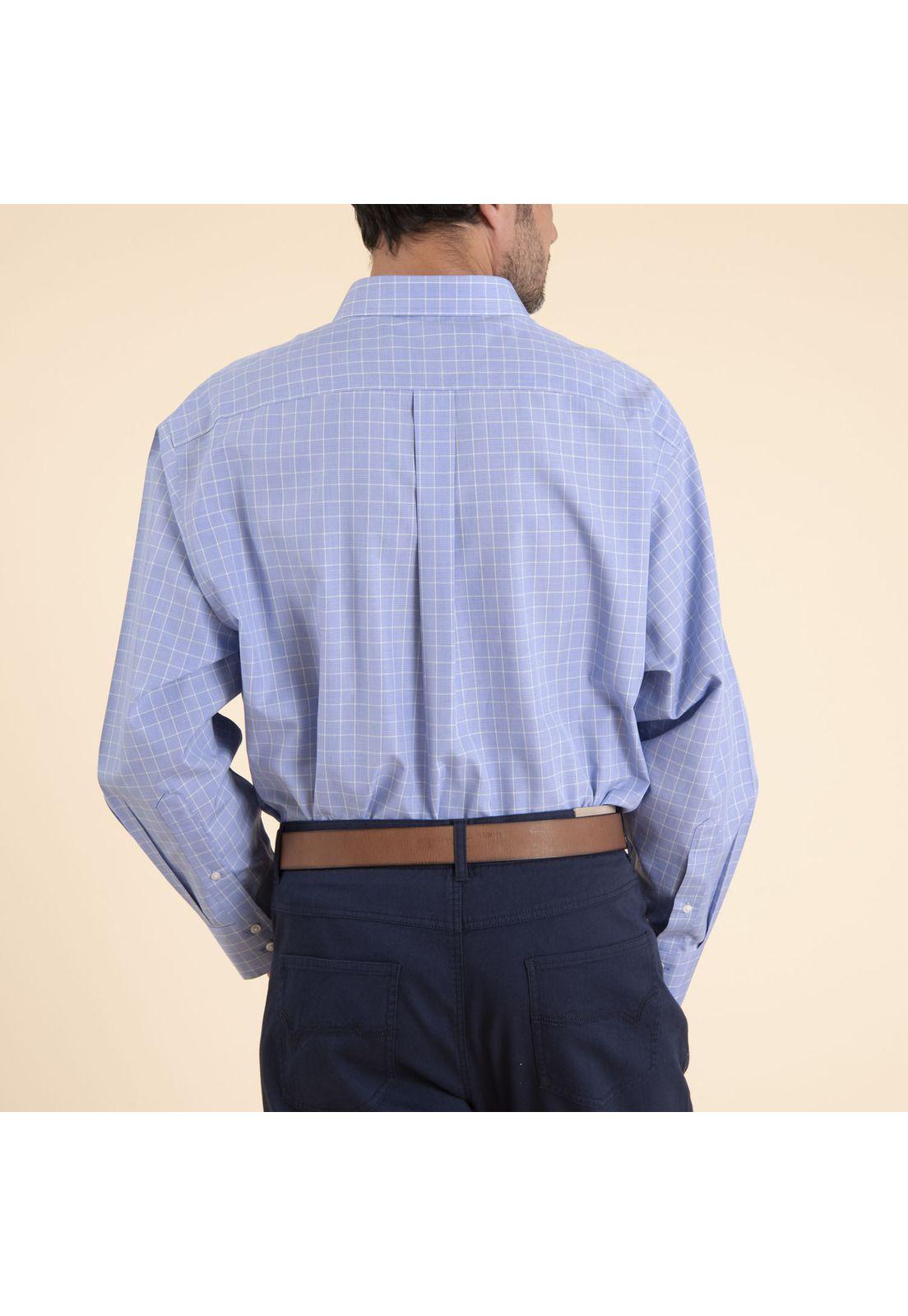 Camisa Hombre Libre De Arrugas Pc Azul-3